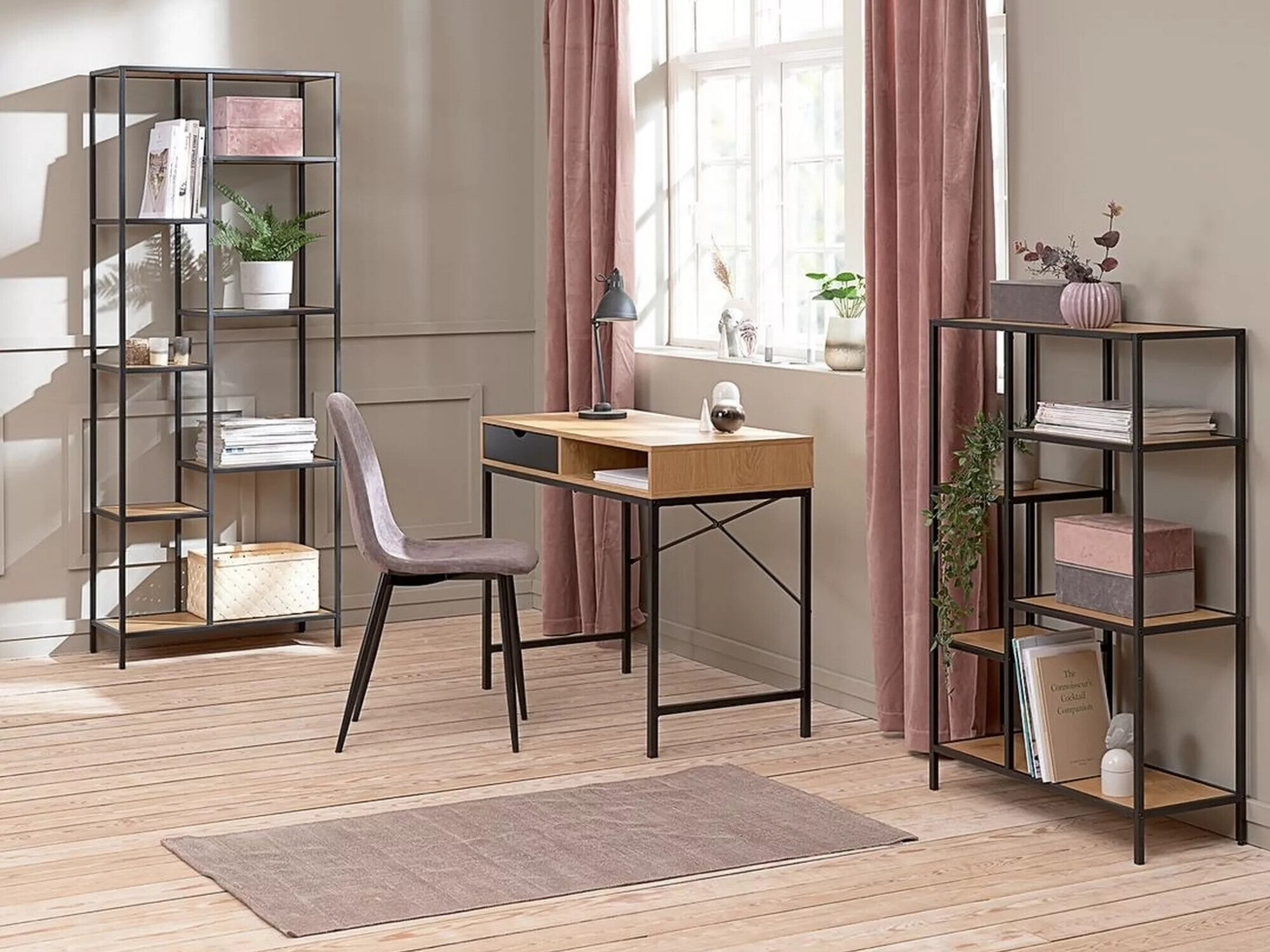 Етажерка Detroit 166 (Черен + Дъб)