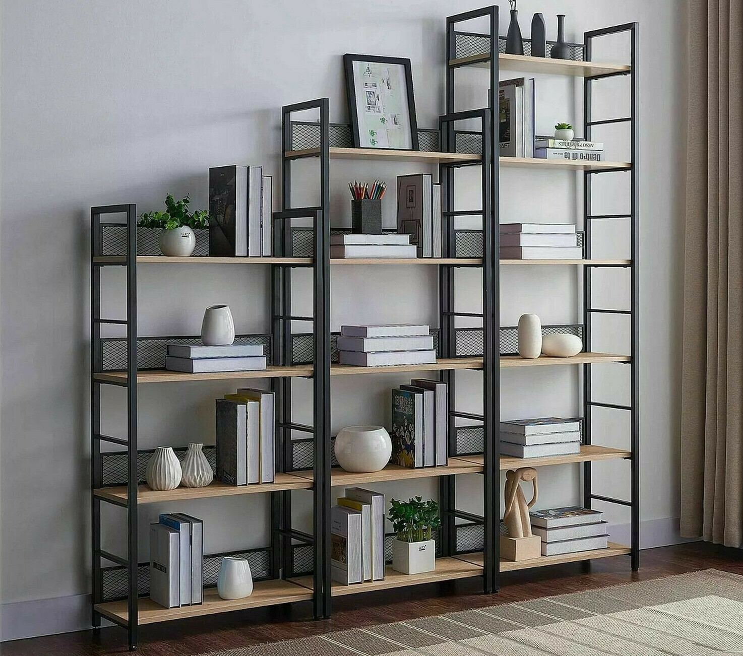 Етажерка Detroit 186 (Черен + Дъб)