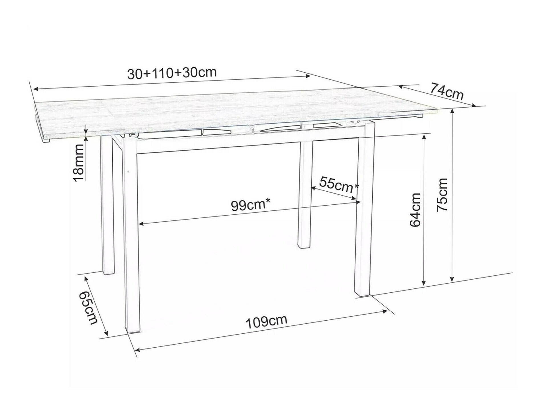 Маса Detroit 169 (Черен)