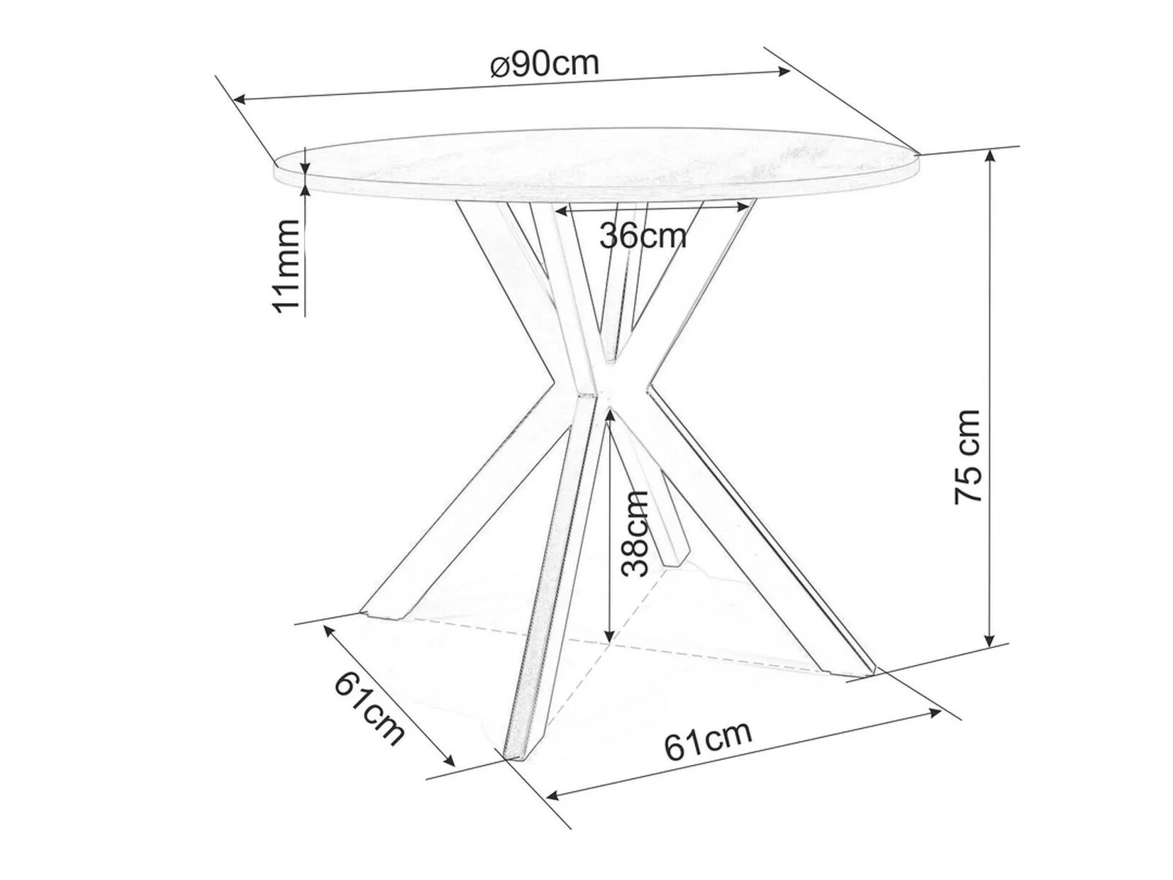 Маса Detroit 271 (Сив мрамор)