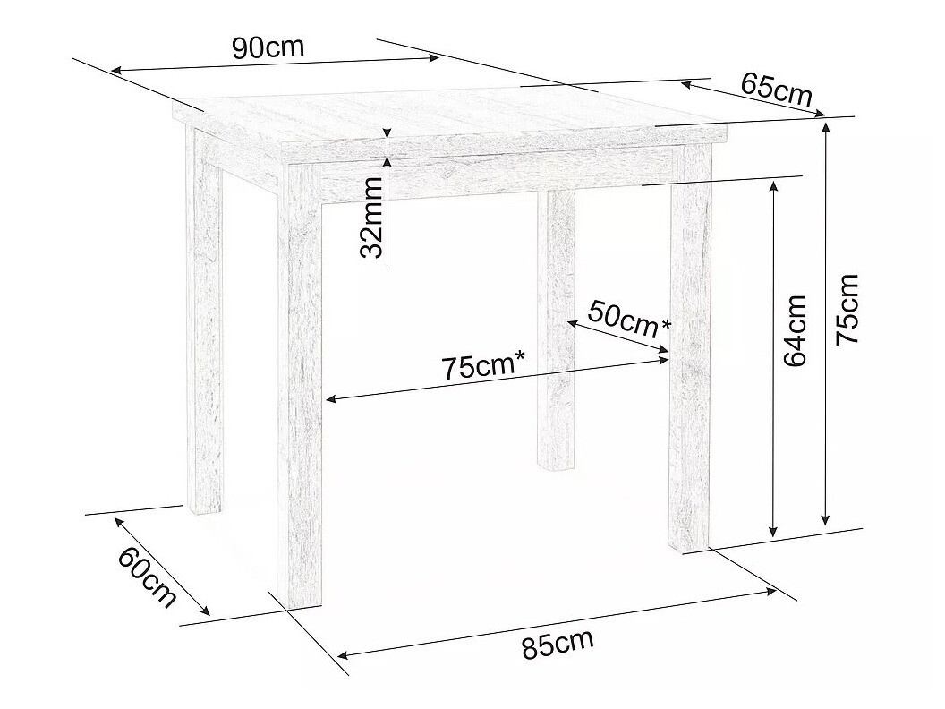 Маса Detroit 348 (Черен + Artisan дъб)
