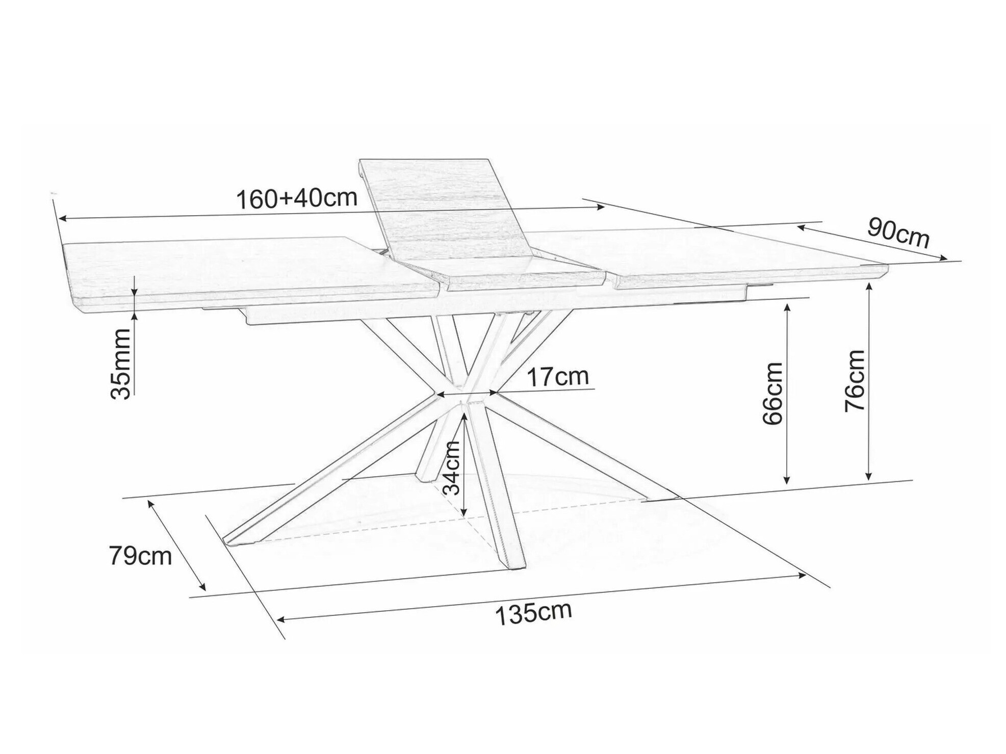 Маса Detroit 374 (Бял мрамор + Черен)