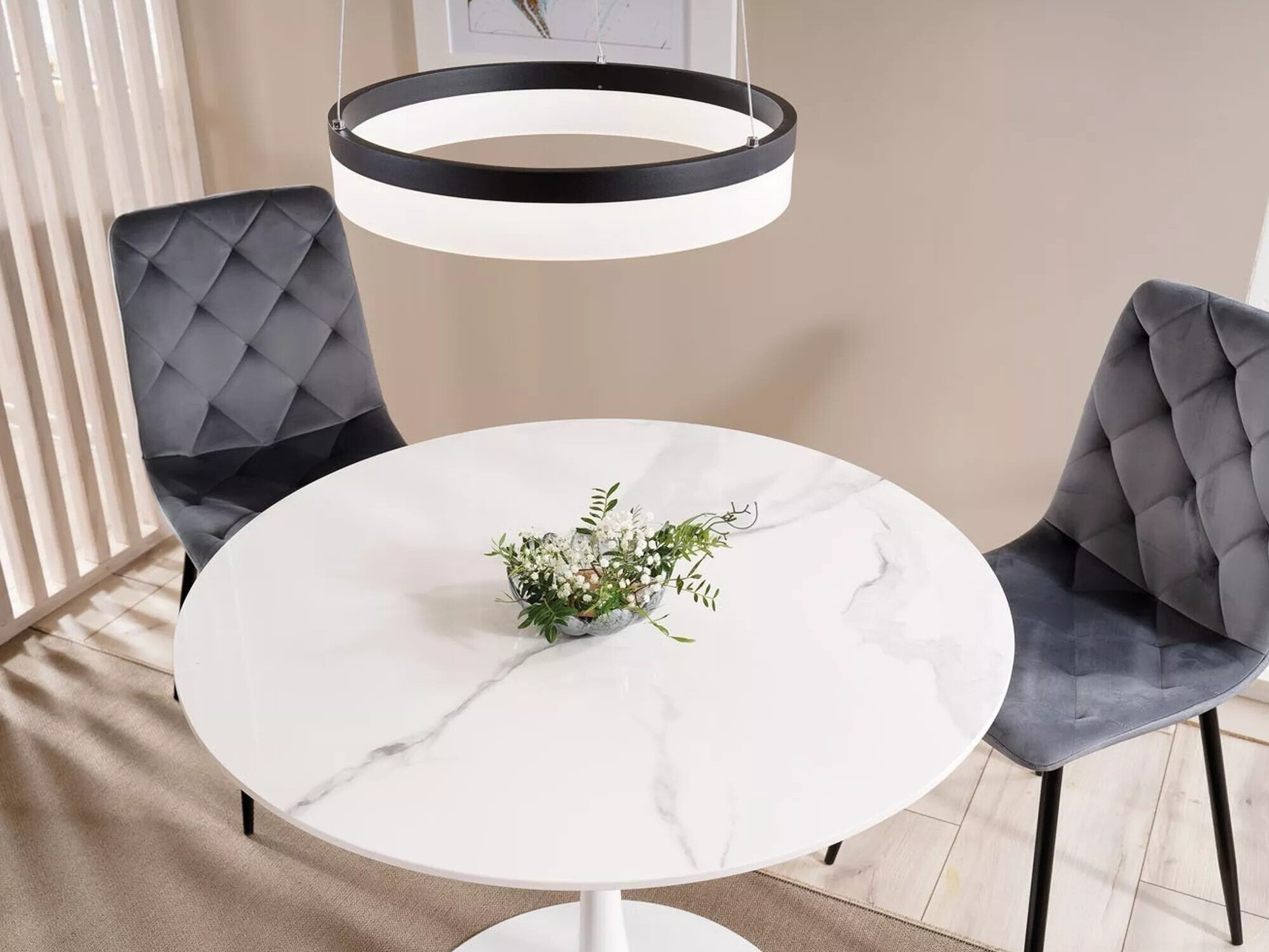 Маса Detroit 378 (Бял мрамор + Бял)