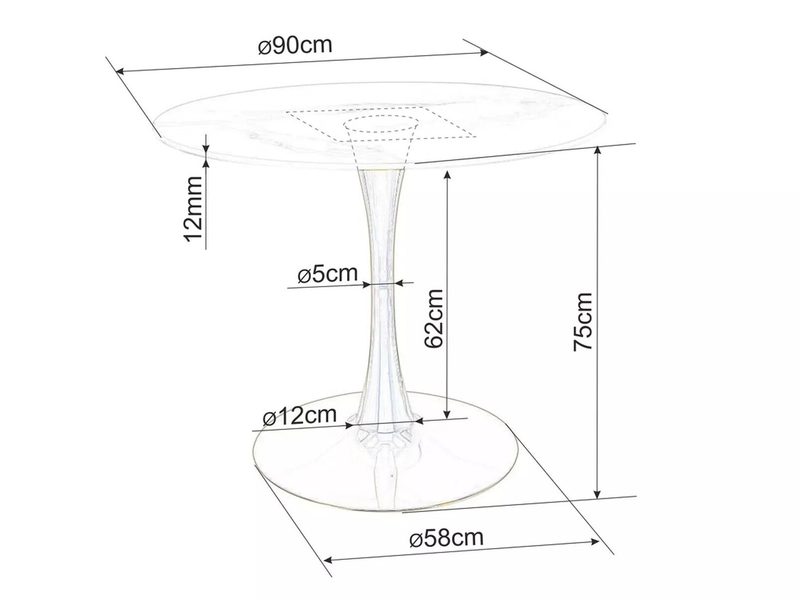 Маса Detroit 378 (Бял мрамор + Бял)