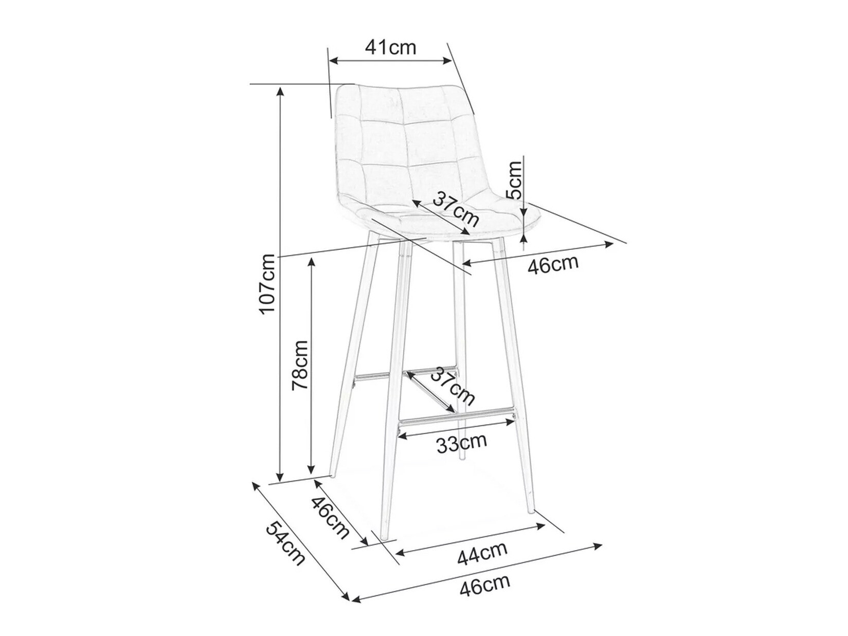Бар стол Detroit 394 (Сив)
