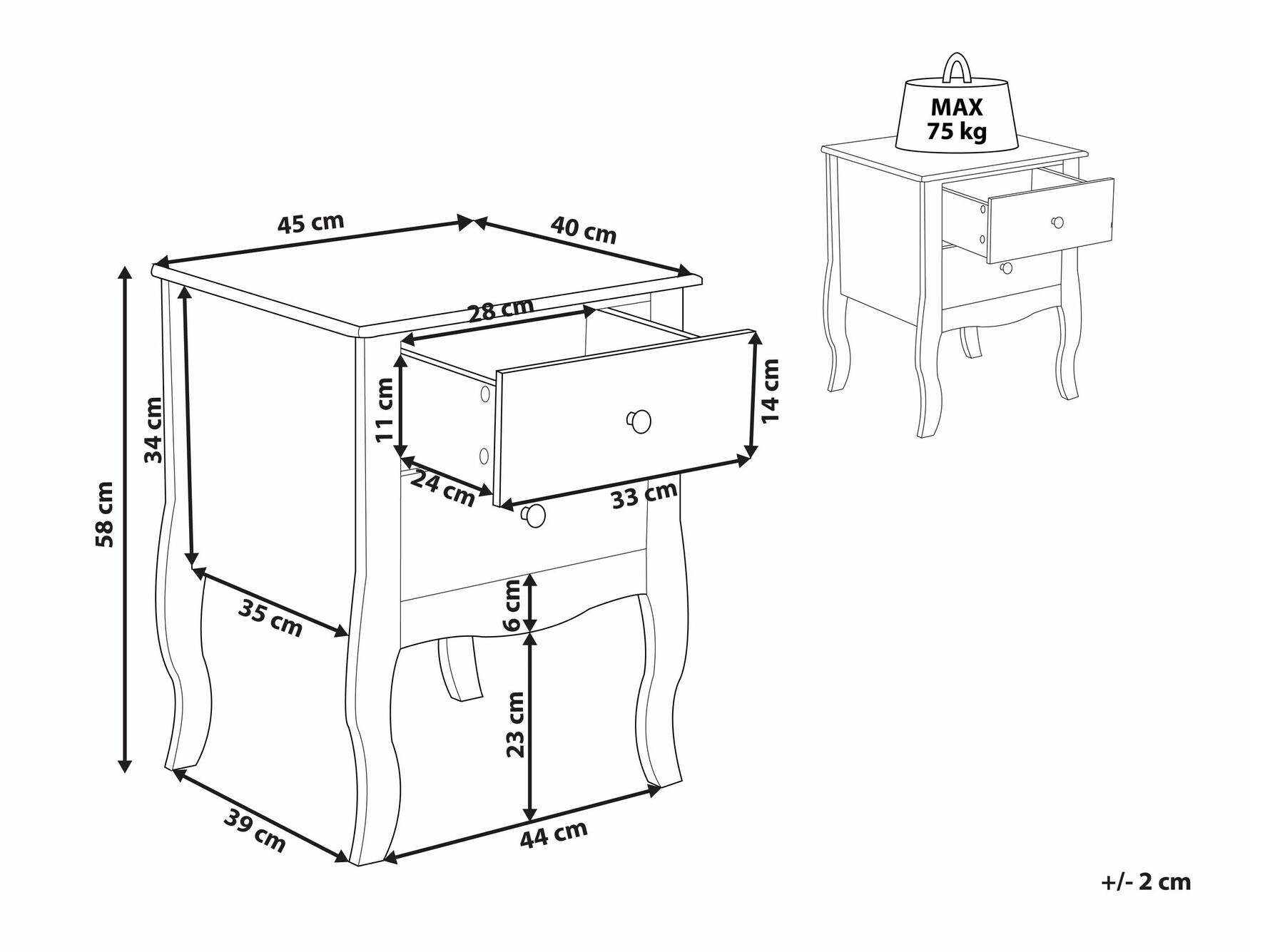 Нощно шкафче Berwyn 2014