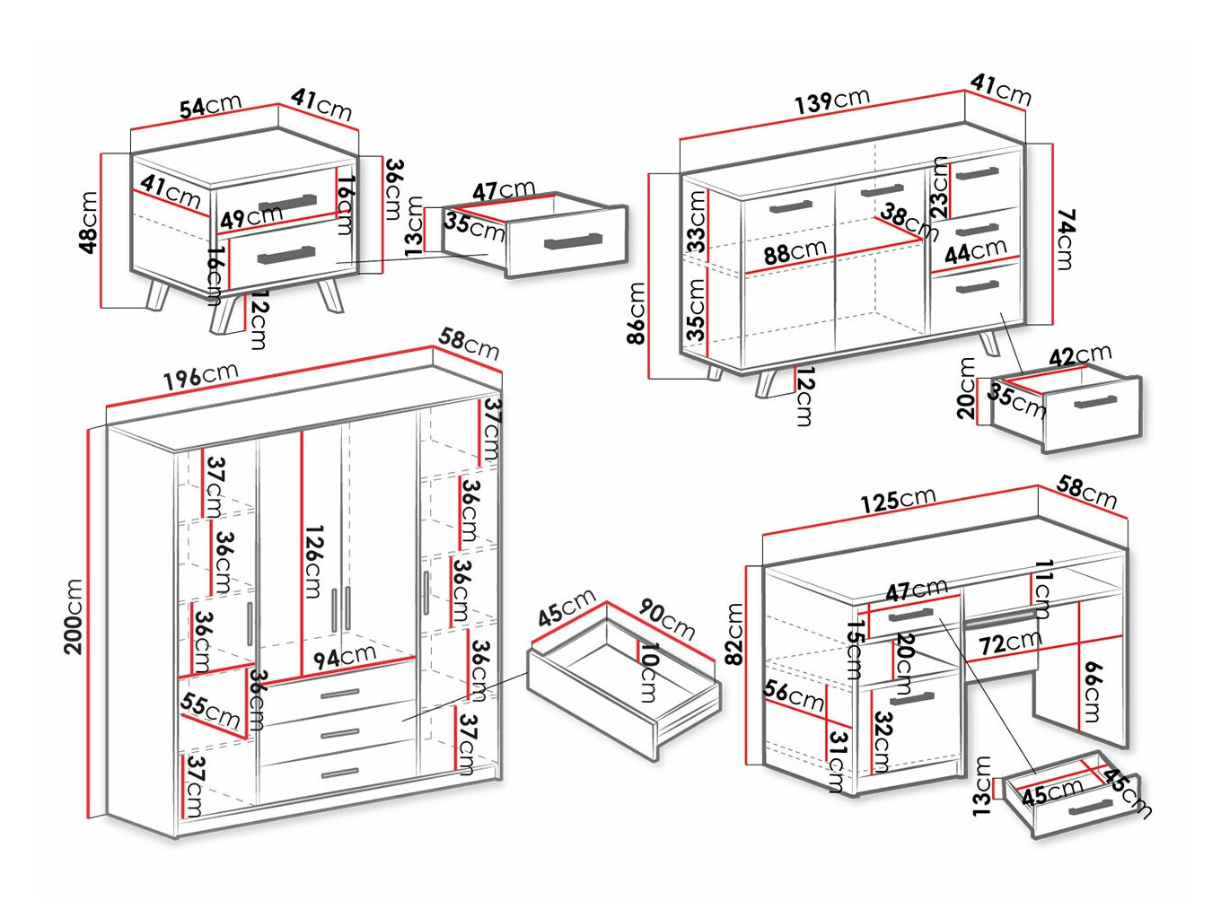 Мебелен комплект Delbalo 106 (Син)