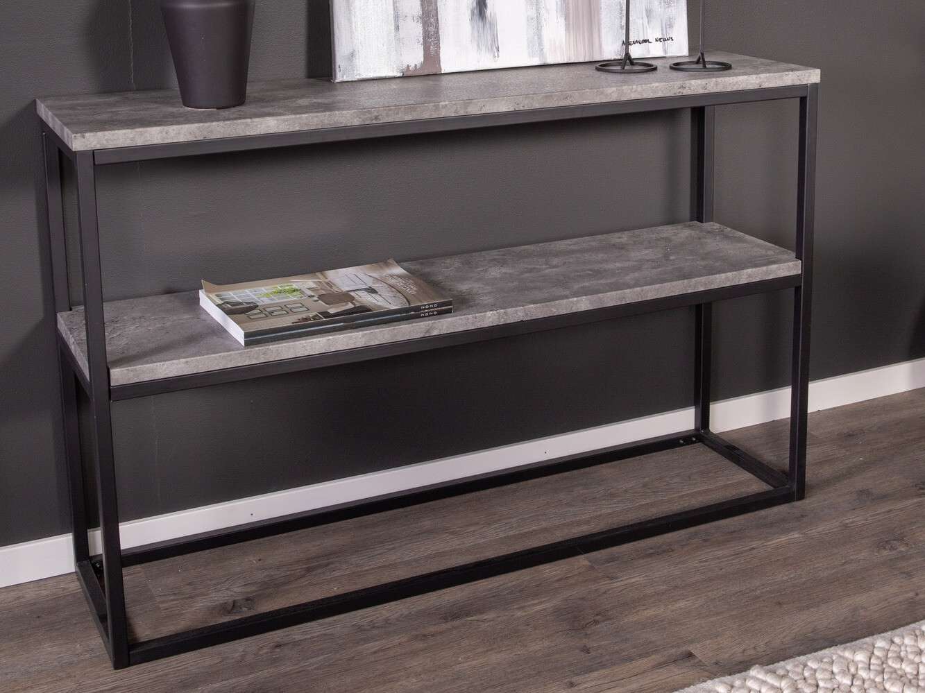 Конзолна маса Dallas 2521 (Бетон + Черен)