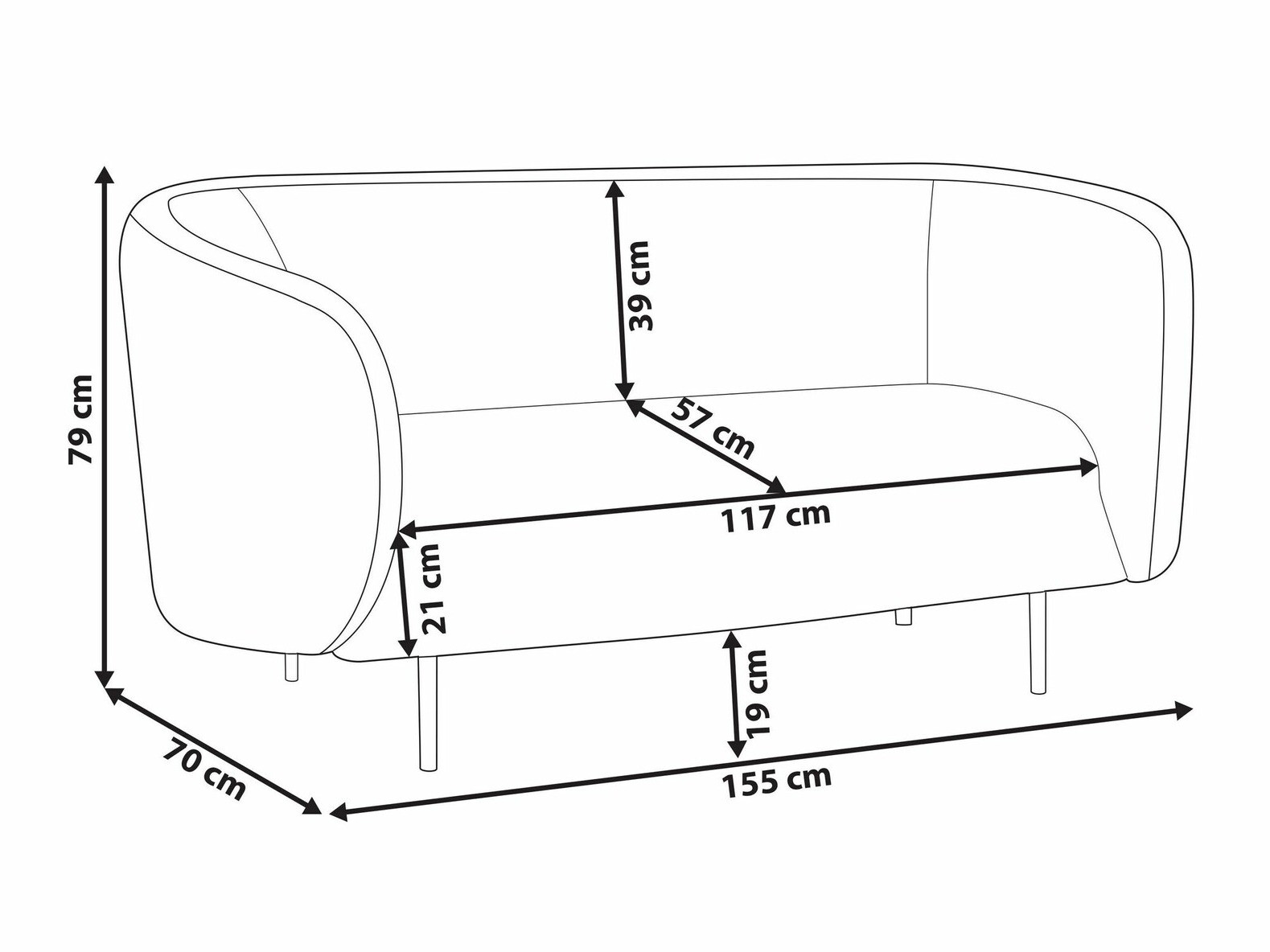 Диван Berwyn 2042 (Черен)