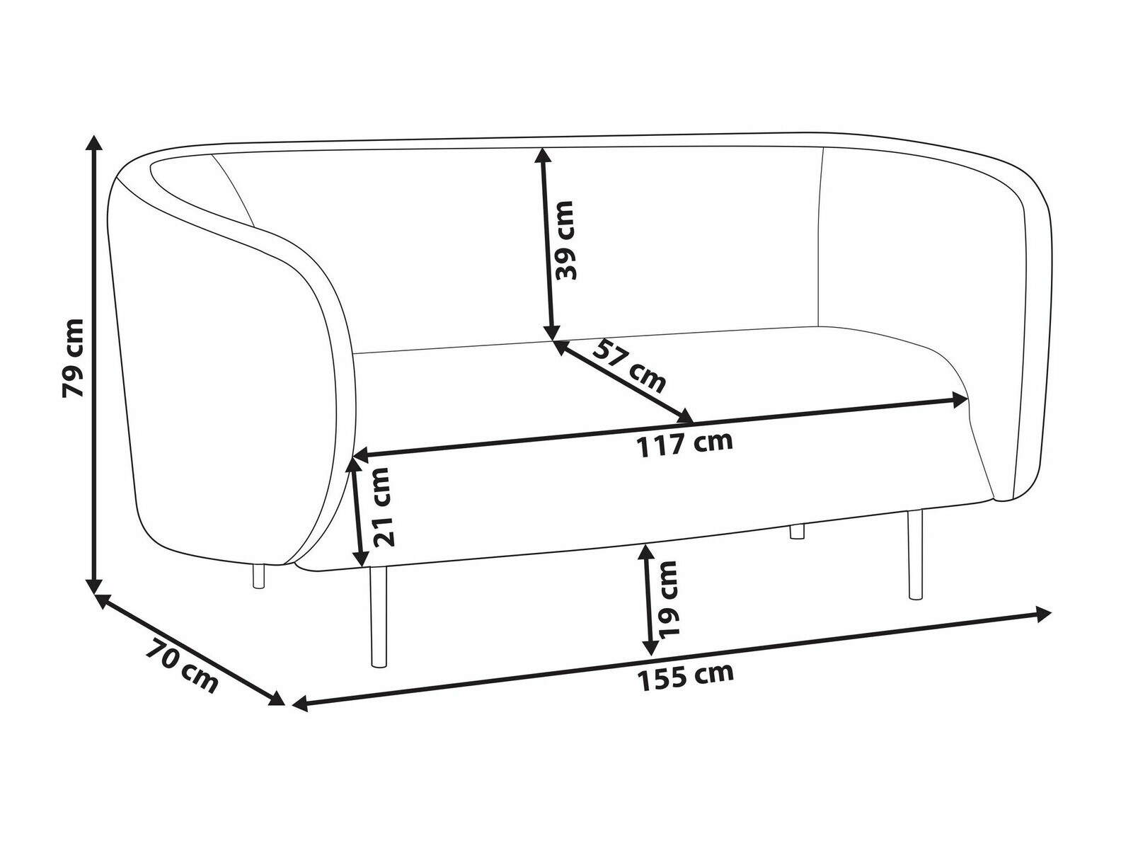 Диван Berwyn 2042 (Оранжев + Черен)