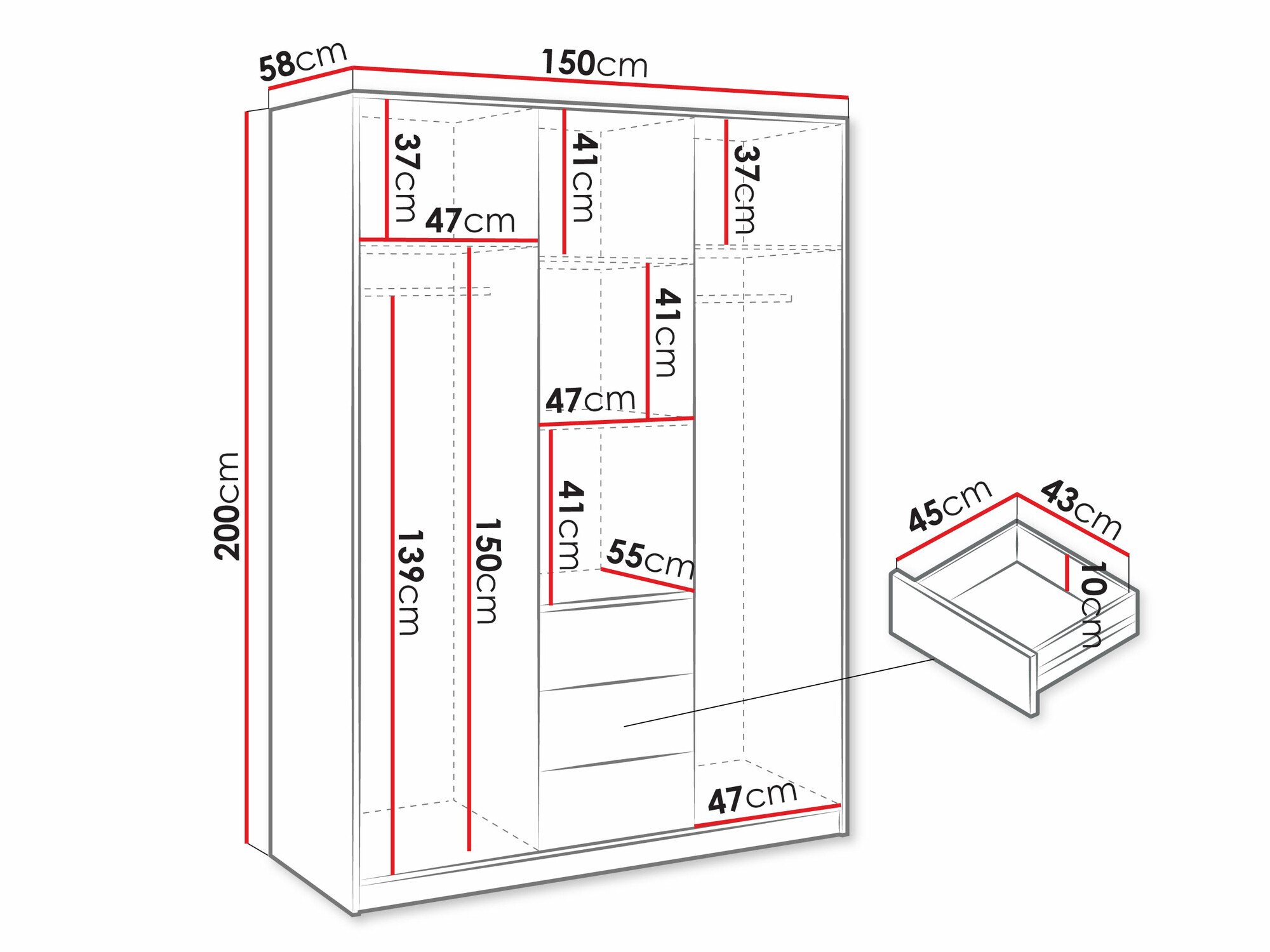 Гардероб Collis I (Дъб уотан + Черен)