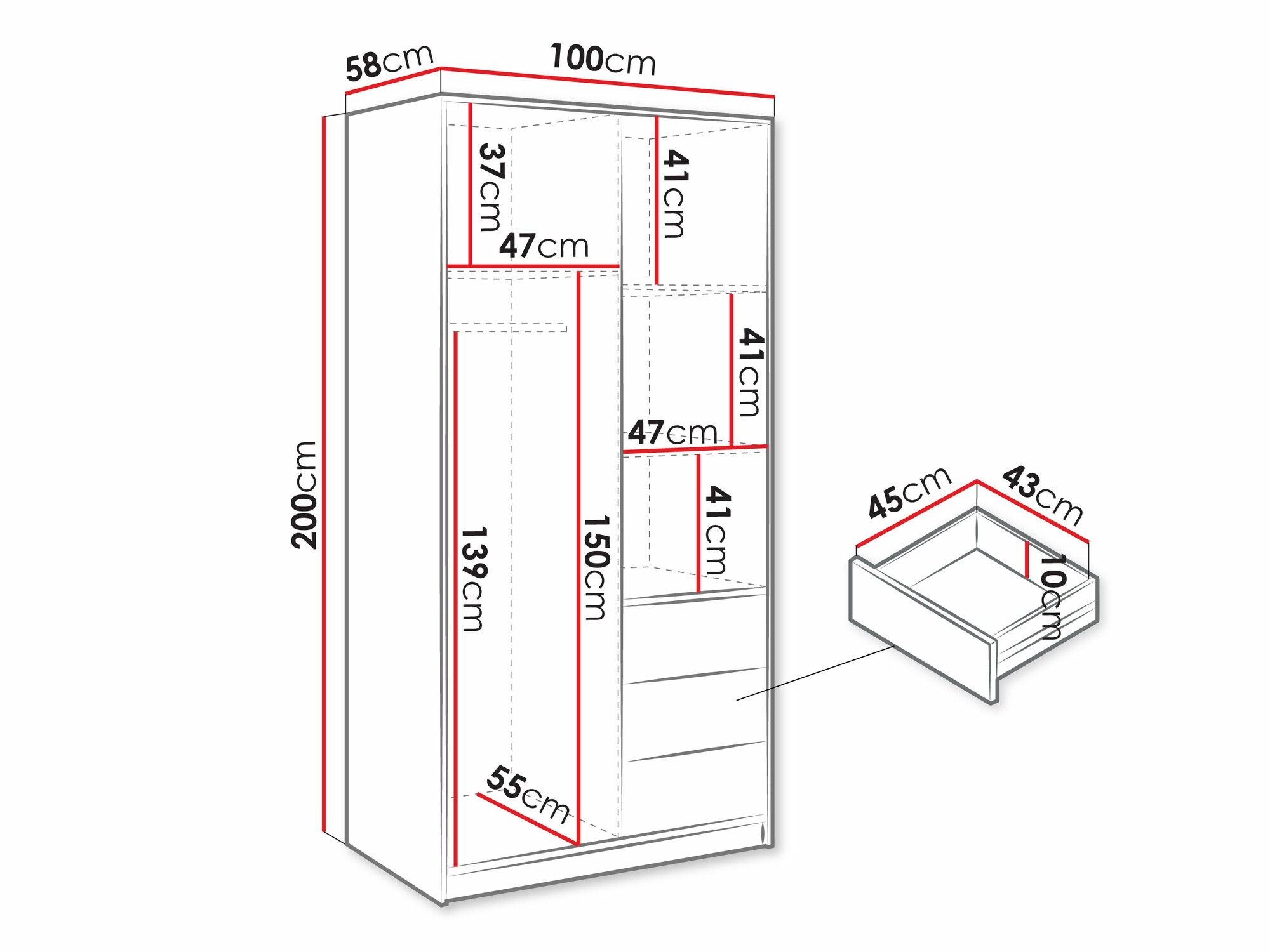 Гардероб Enolevo 104 (Дъб уотан + Черен)