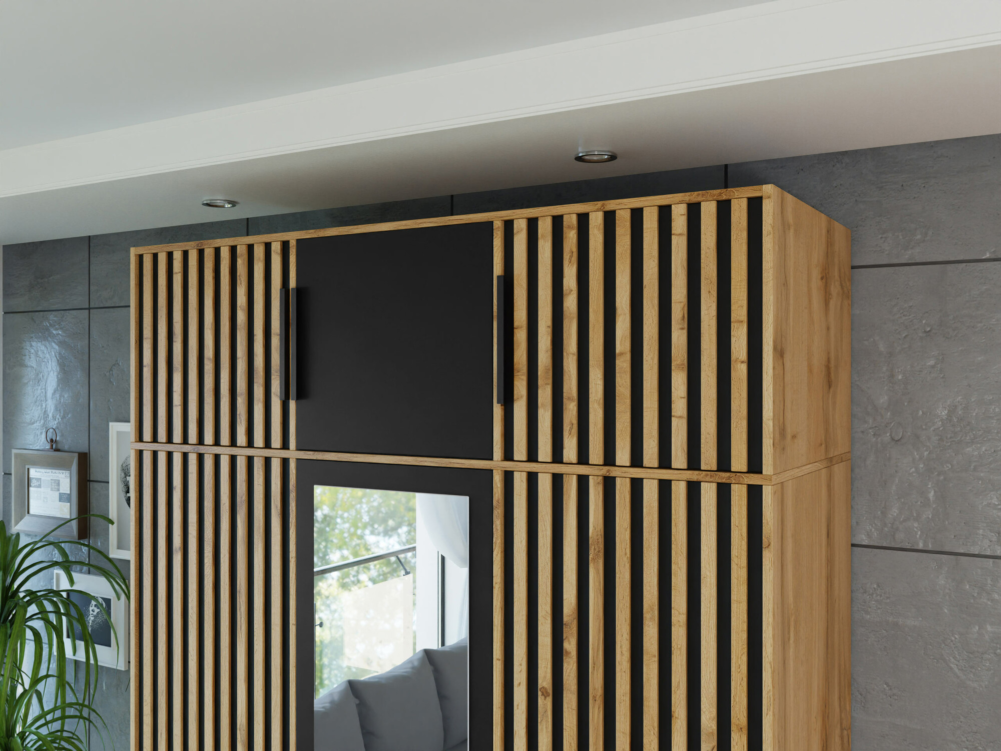 Шкаф Collis I (Дъб уотан + Черен)