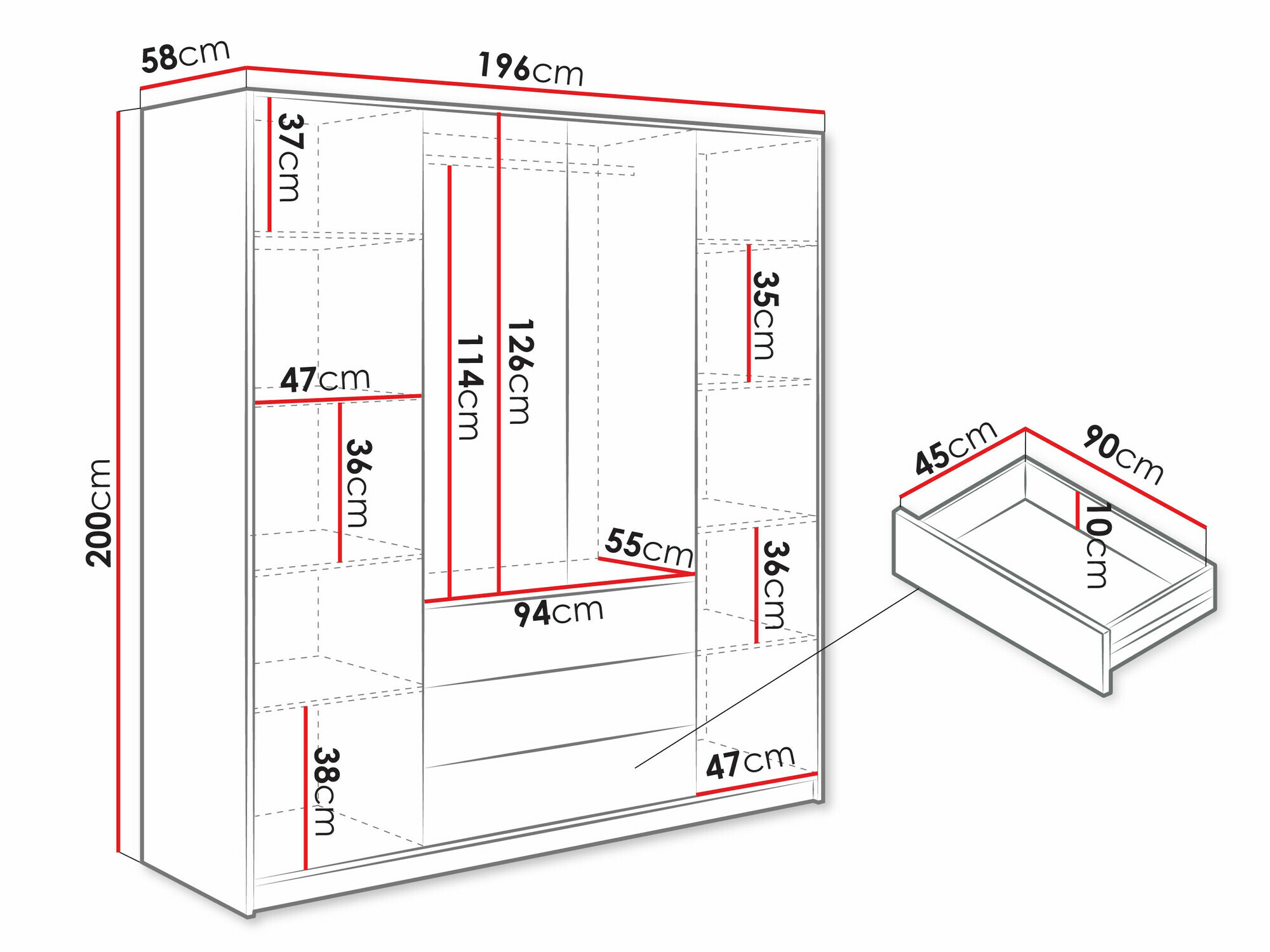 Гардероб Collis II (Дъб уотан + Черен)