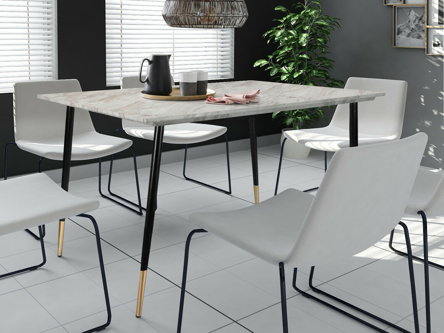 Маса Denton 760 (Черен + Златно + Сив мрамор)