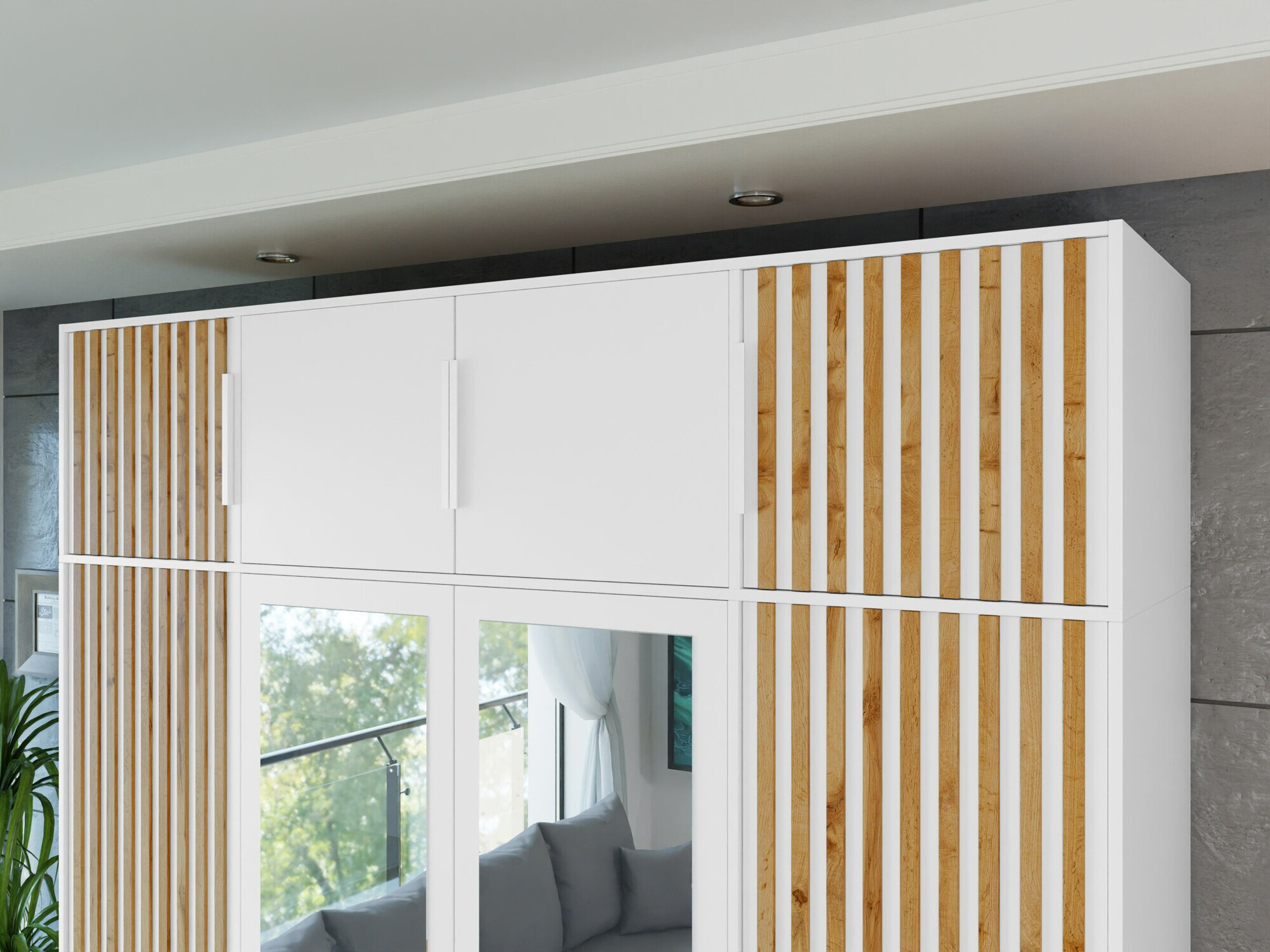 Шкаф Collis II (Бял + Дъб уотан)