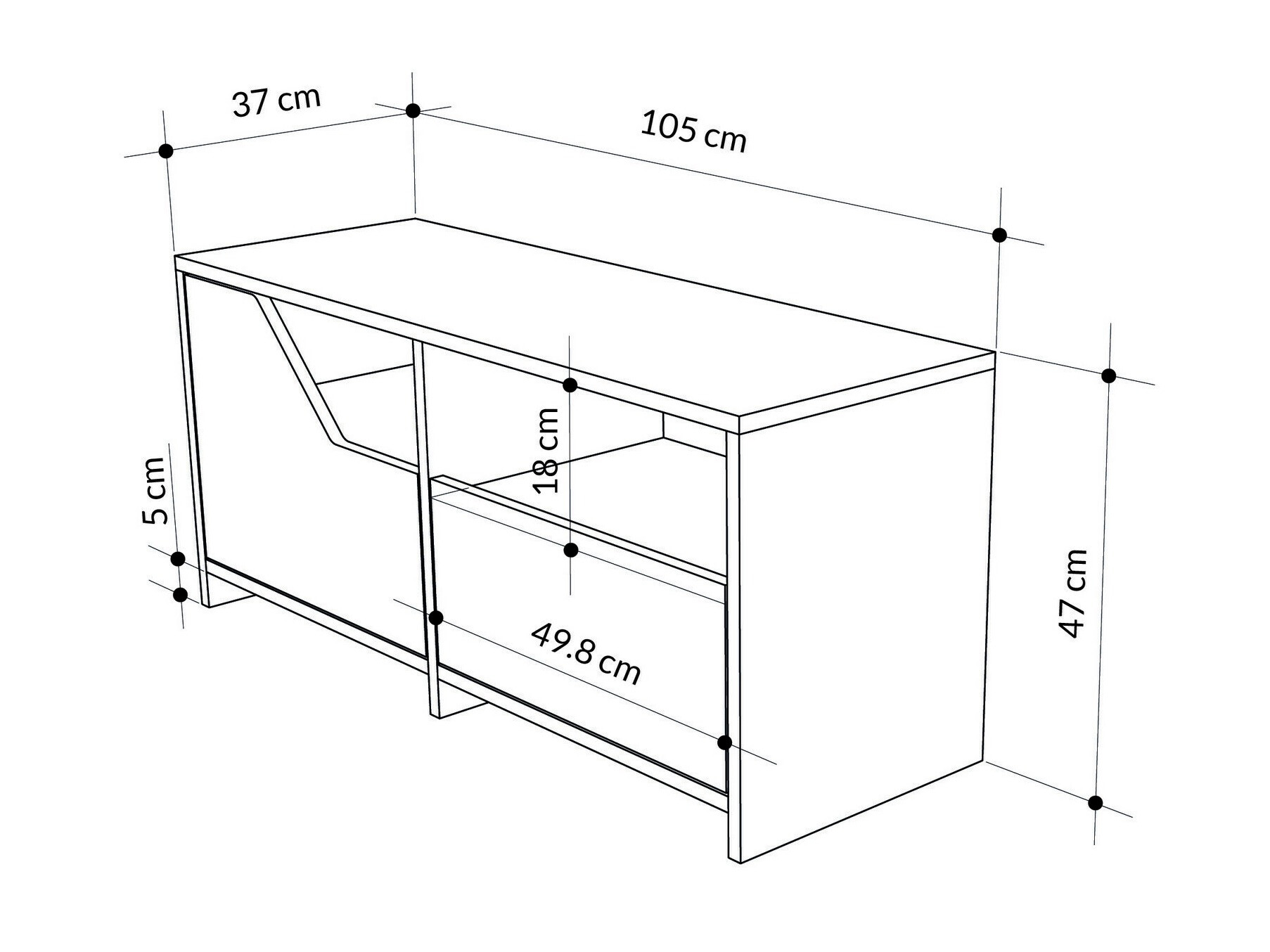Шкаф за обувки Asheboro 111 (Бял + Дъб)