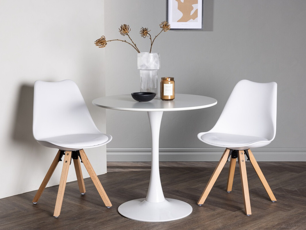 Маса и столове за трапезария Dallas 4467 (Бял + Ярък дърво)