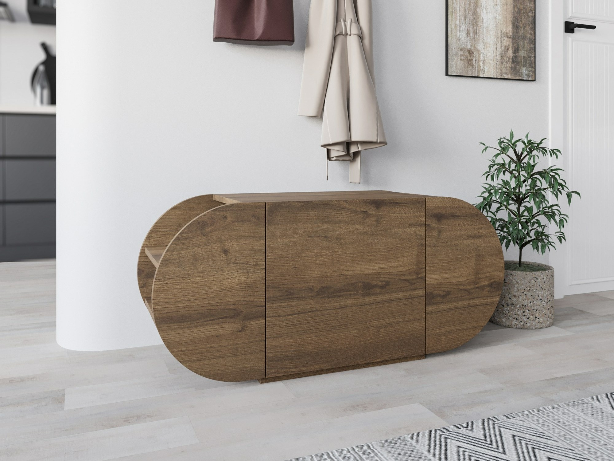 Шкаф за обувки Kailua 2145 (Тъмно дърво)