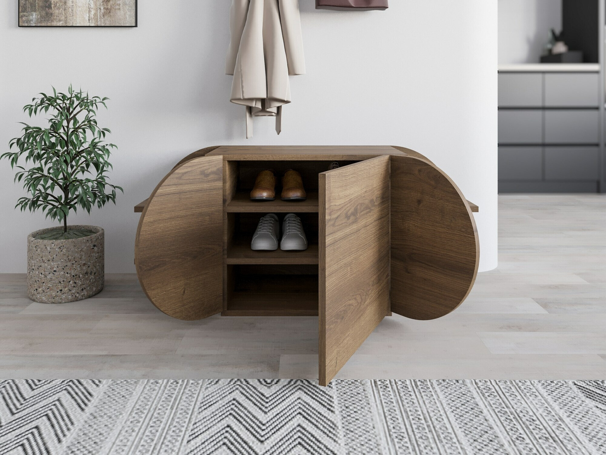 Шкаф за обувки Kailua 2145 (Тъмно дърво)