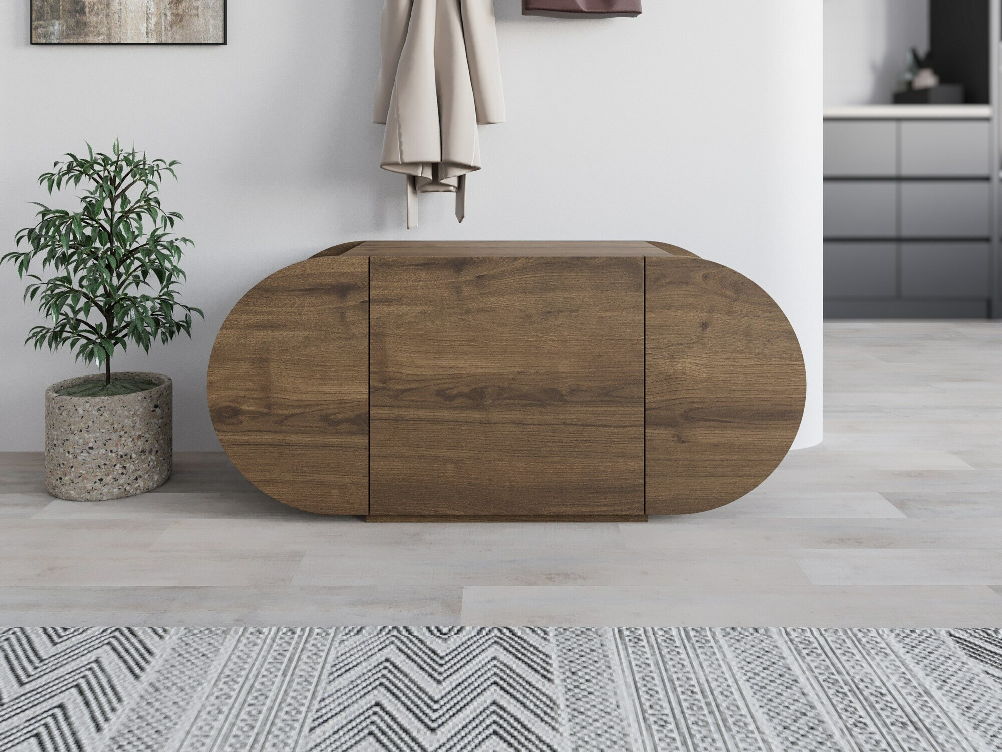 Шкаф за обувки Kailua 2145 (Тъмно дърво)