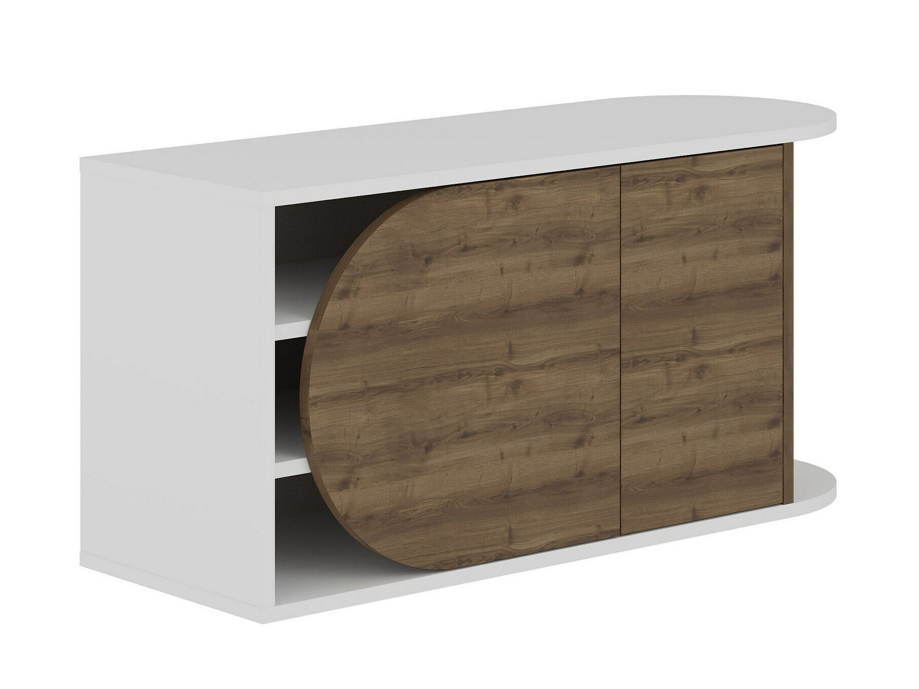 Шкаф за обувки Kailua 2151 (Бял + Тъмно дърво)