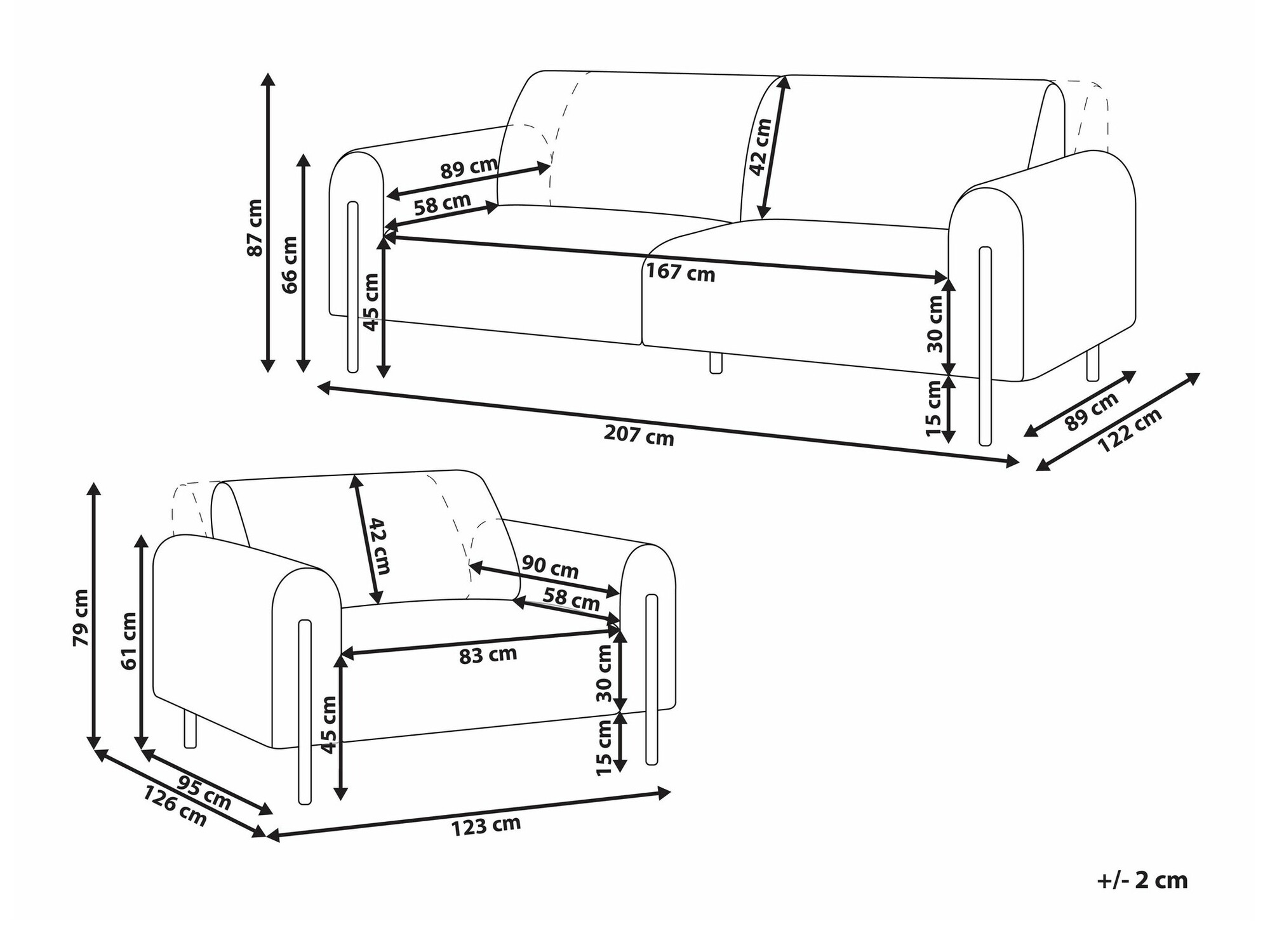 Комплект мека мебел Berwyn 2073 (Бял)