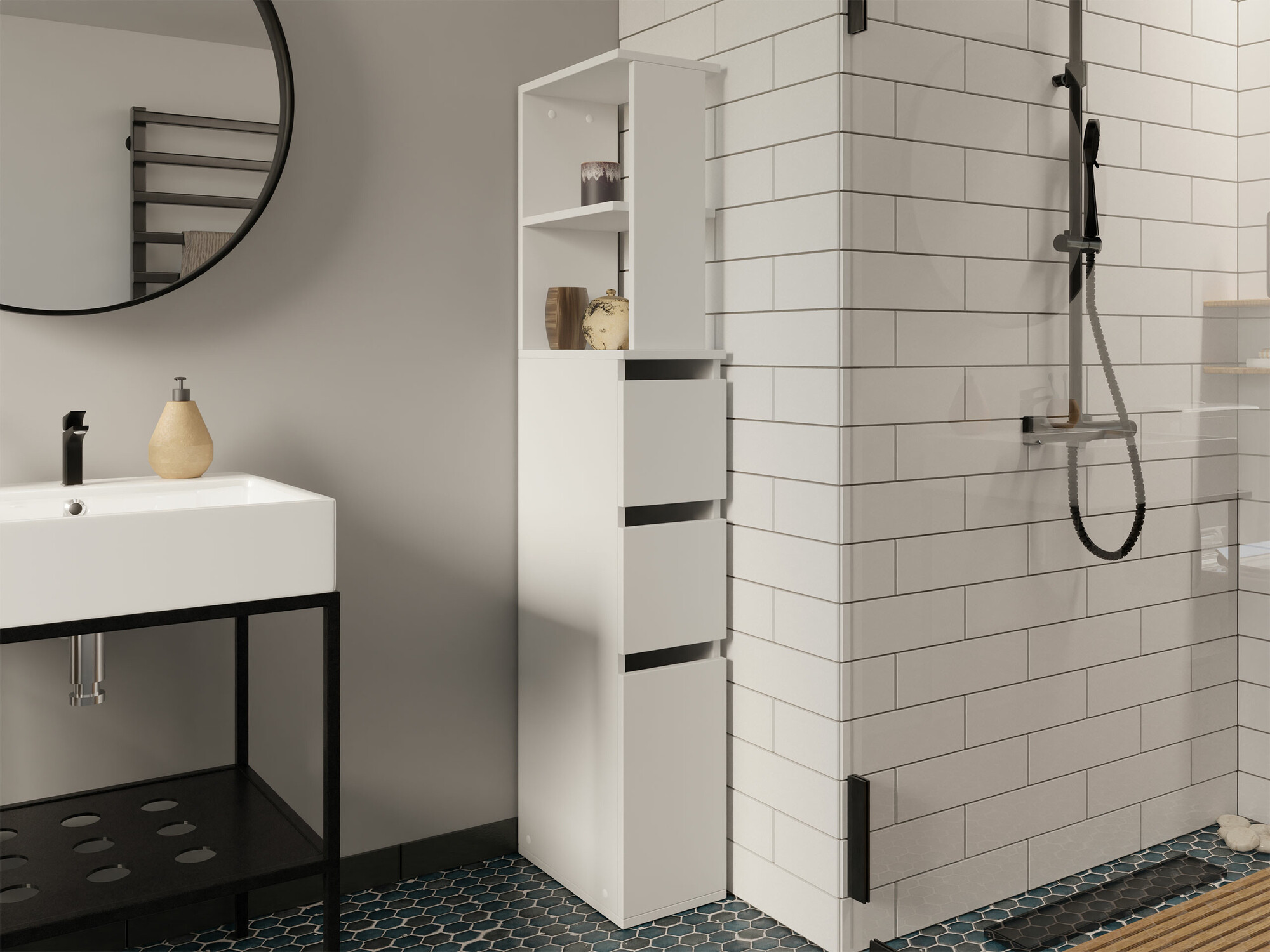 Стоящ шкаф за баня Comfivo Ova