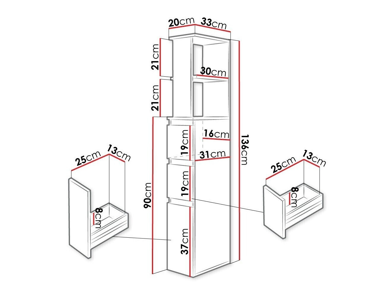 Стоящ шкаф за баня Comfivo Ova