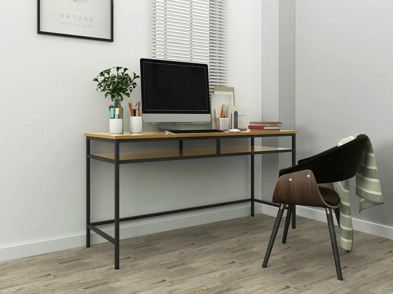 Офис бюро Merfeli 104 (Сив + Дъб)