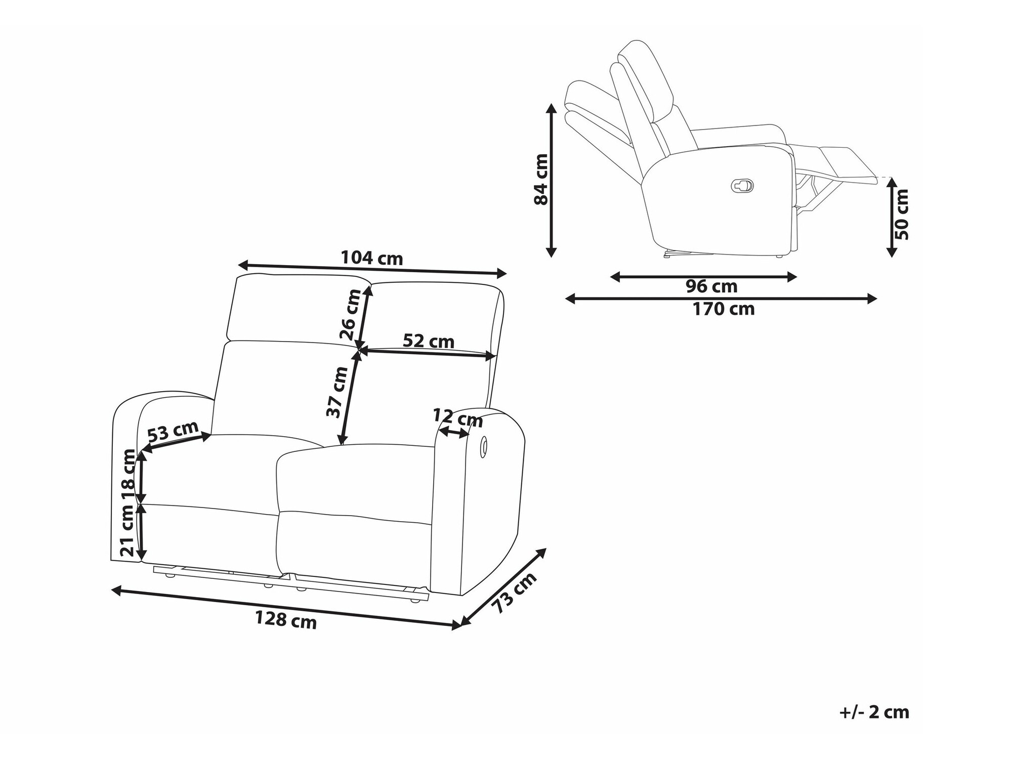 Диван реклайнър Berwyn 2107 (Бежов)