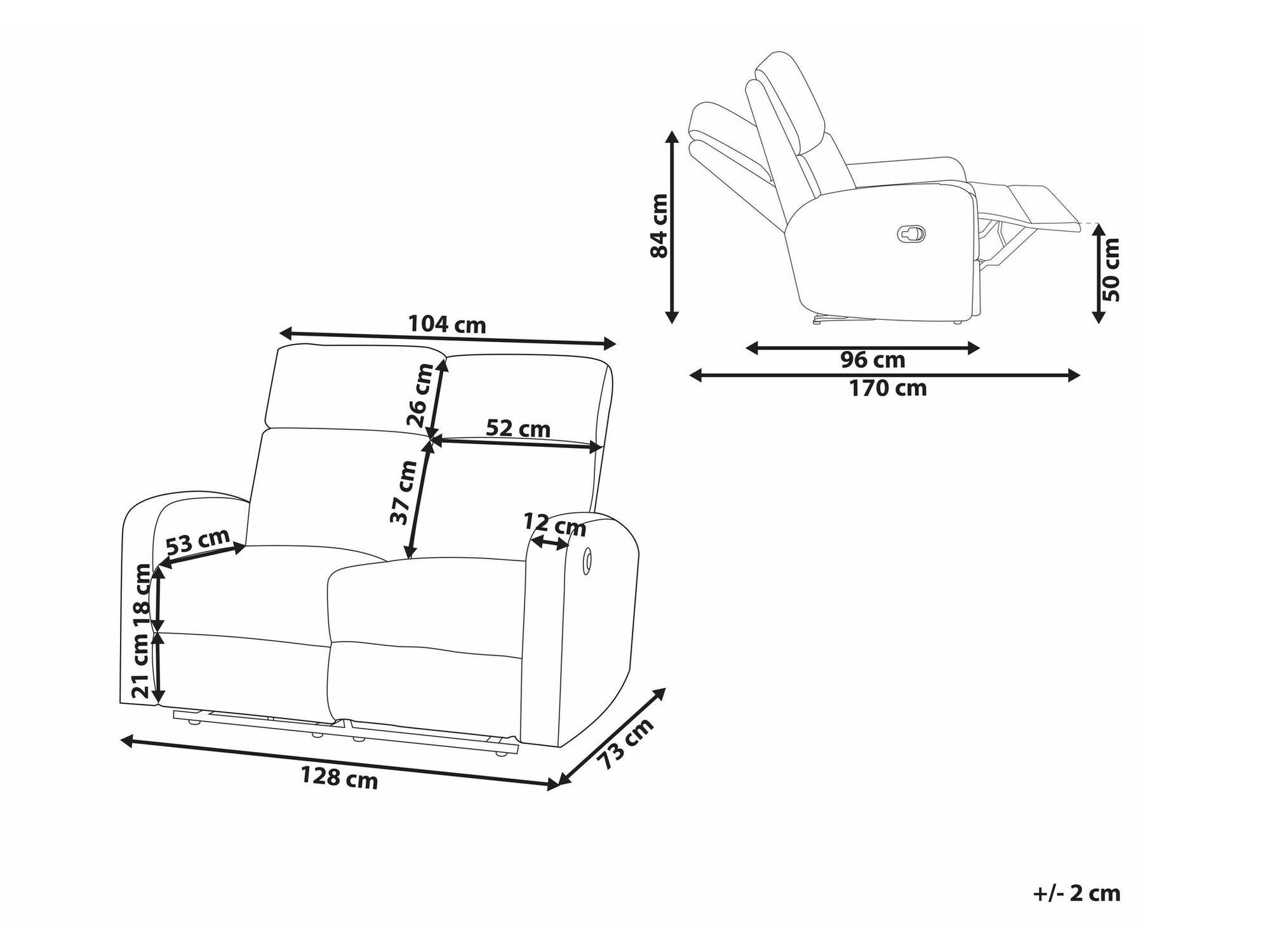 Диван реклайнър Berwyn 2108 (Сметана)