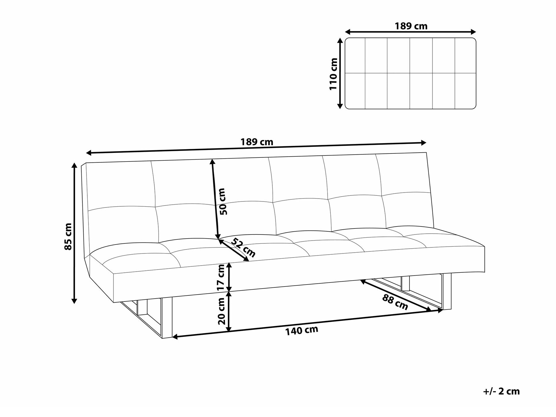 Разтегателен диван Berwyn 2120 (Бял)
