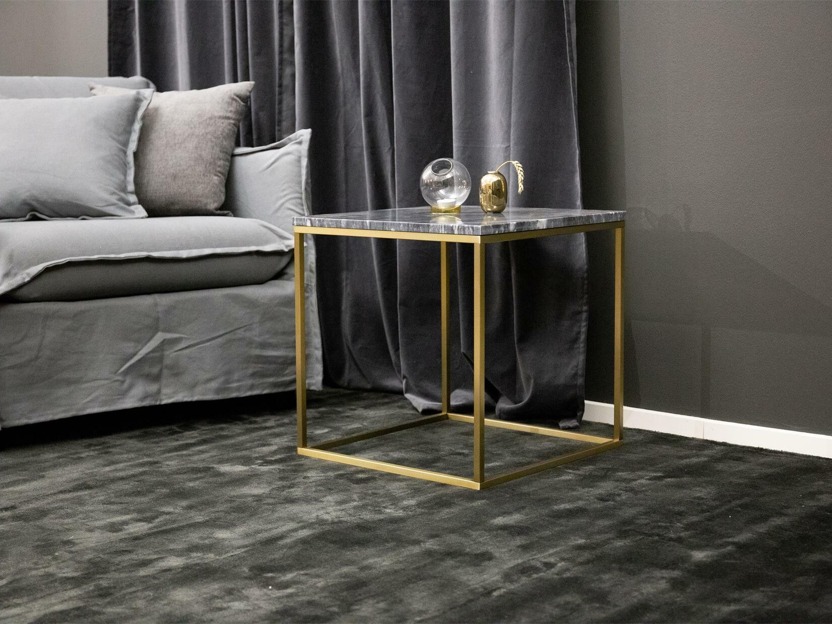 Масичка за кафе Dallas 178 (Черен мрамор + Месинг)