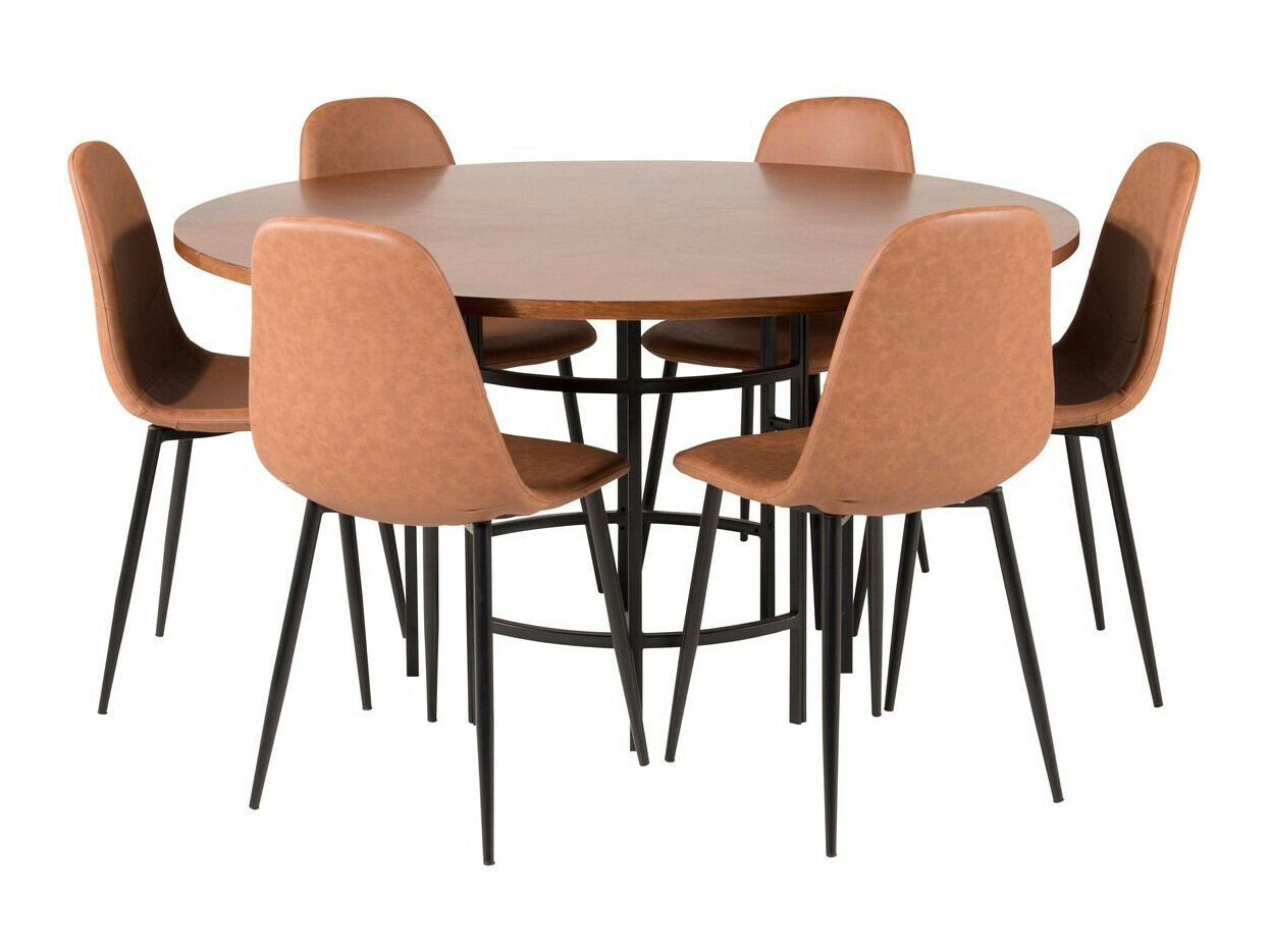 Маса и столове за трапезария Dallas 309 (Кафяв + Черен)