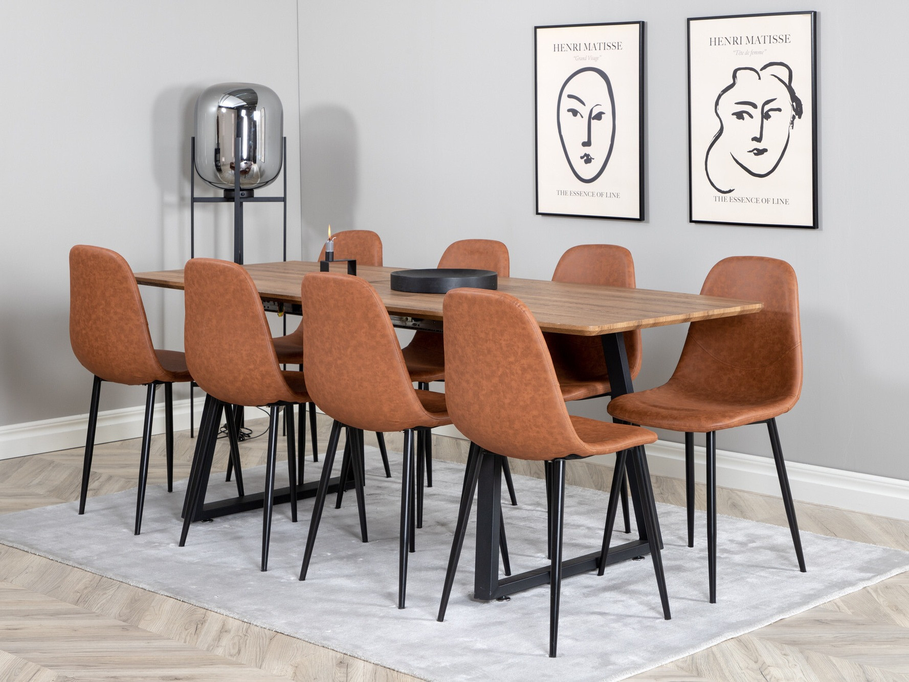 Маса и столове за трапезария Dallas 331 (Кафяв + Черен)