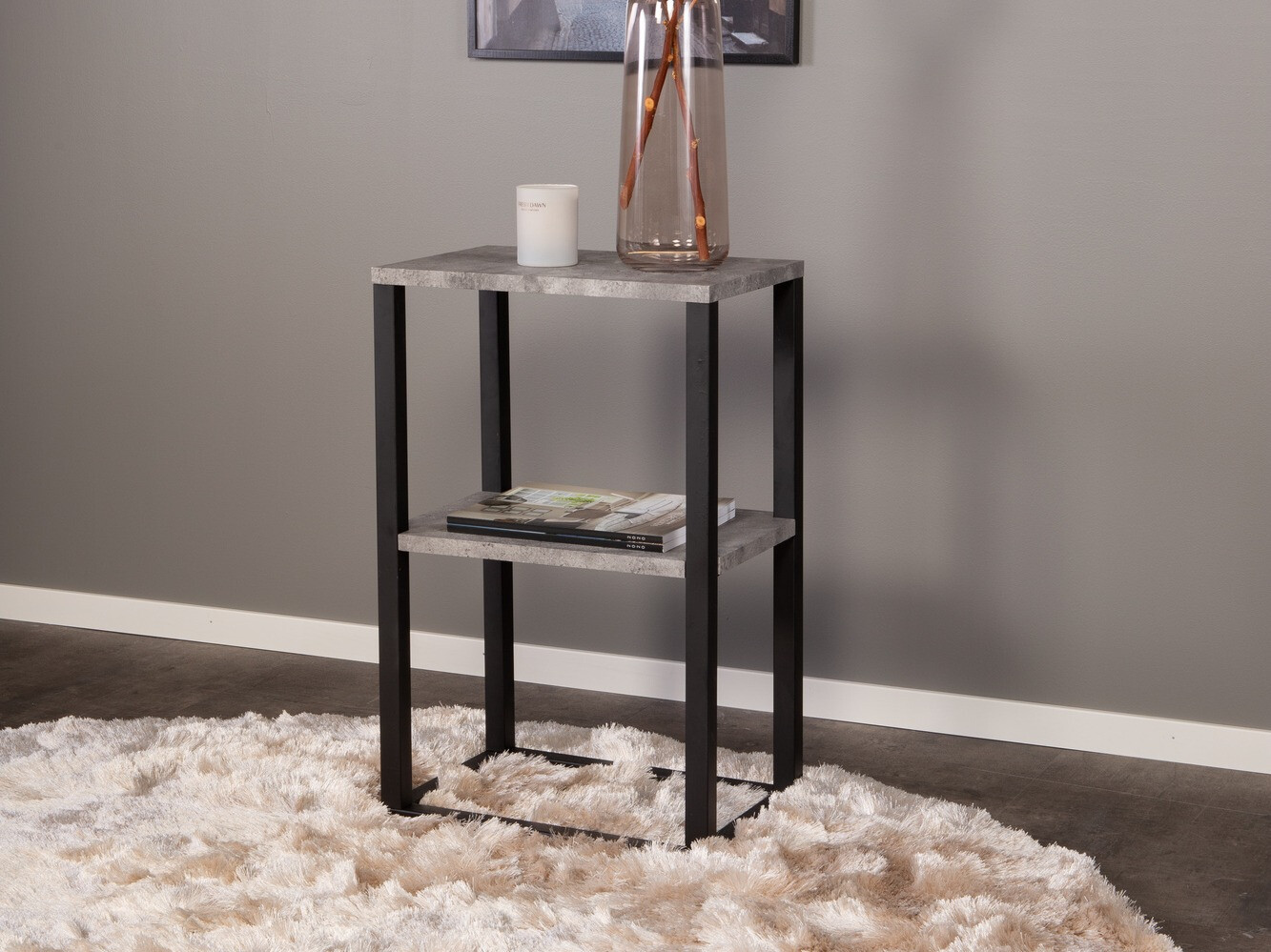 Помощна масичка Dallas 260 (Бетон + Черен)