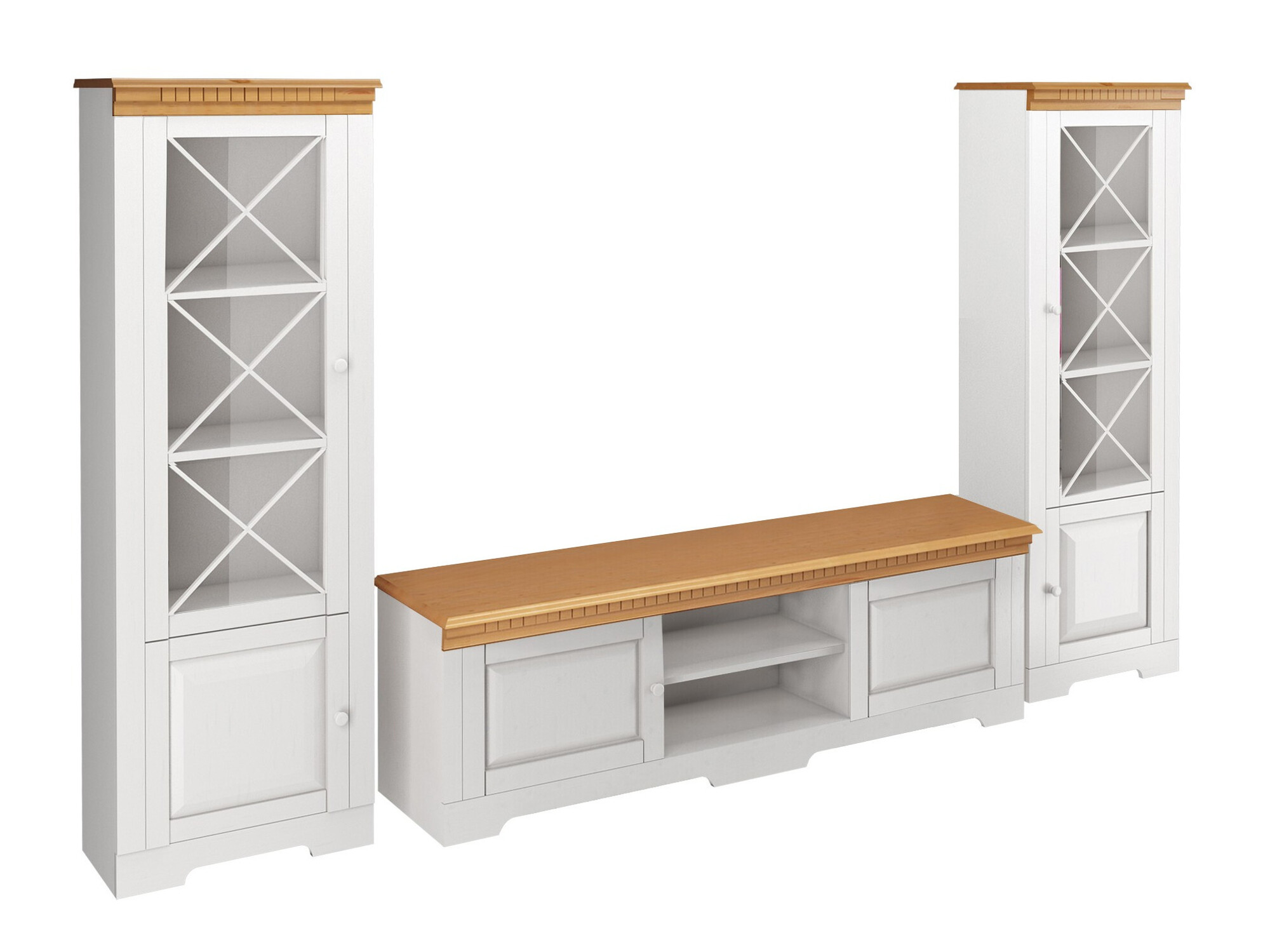 Комплект за хол Cavfelo 112 (Бял + Меден дъб)