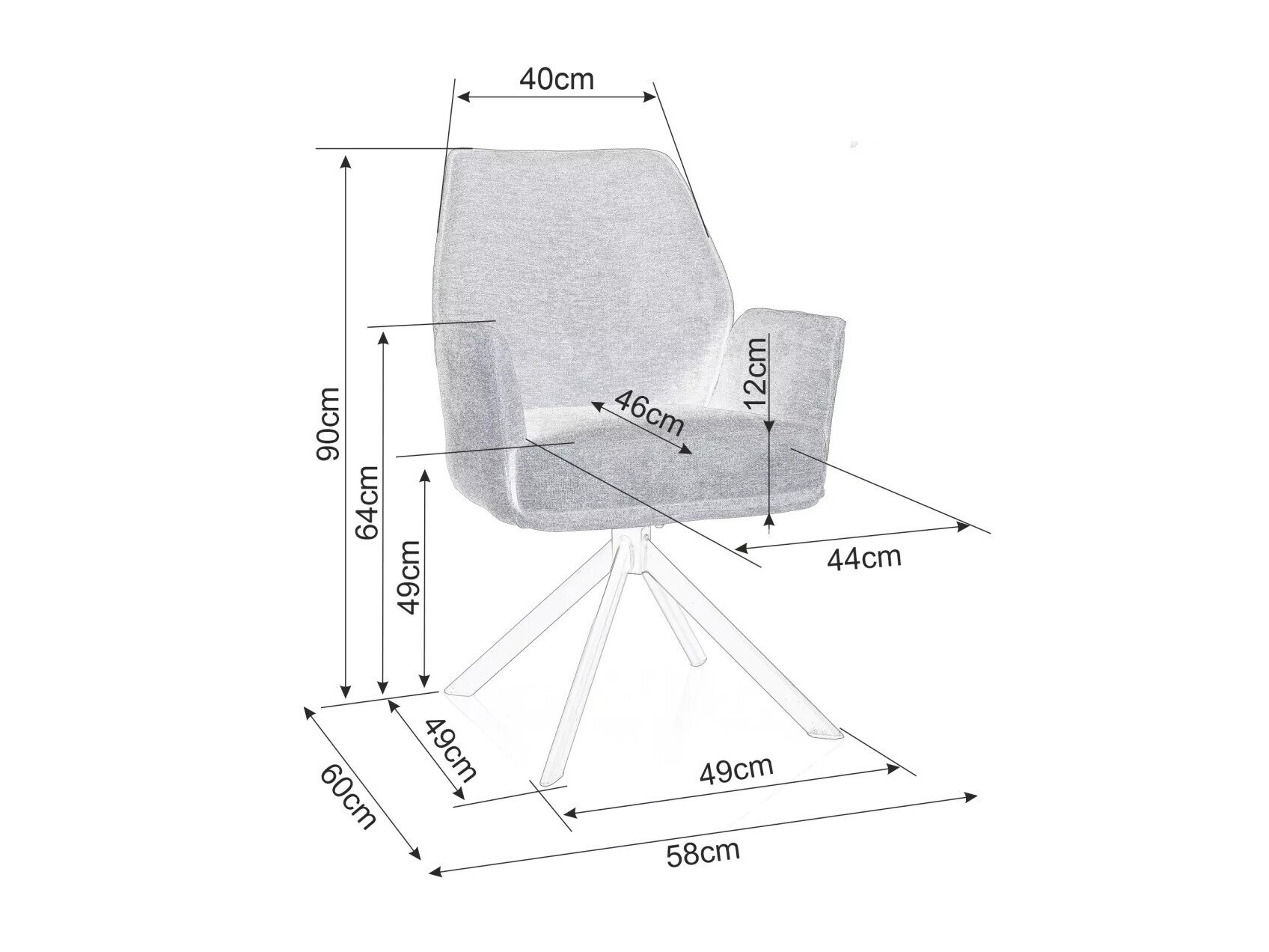 Стол Detroit 423 (Тъмно сив)
