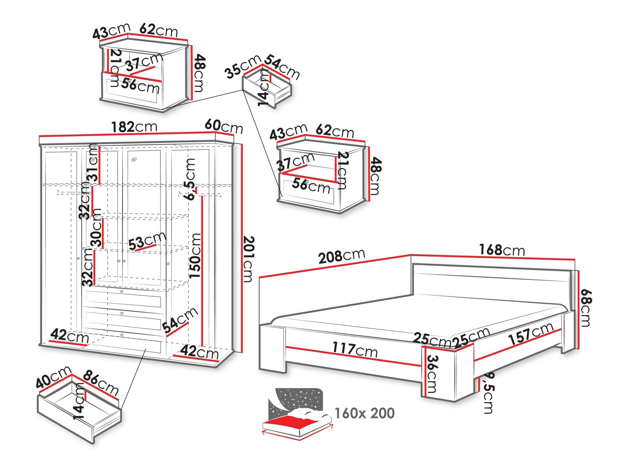 Комплект за спалня Comfivo Ruvlare 108