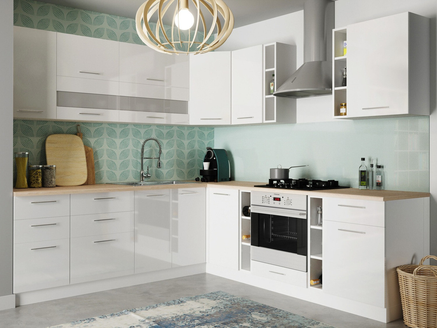 Модулен шкаф с чекмедже и врати Tiffa White 143