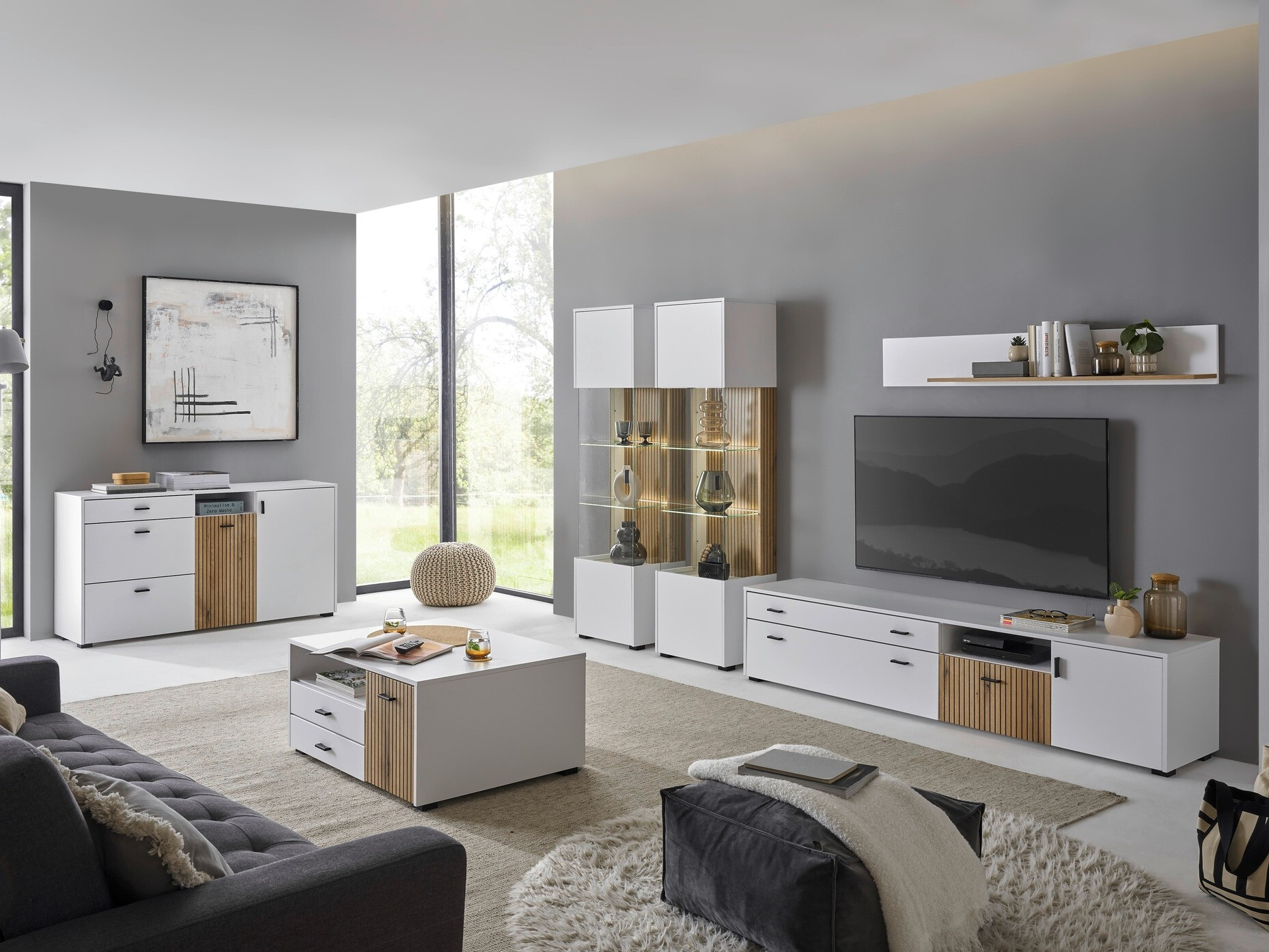 Етажерка Belmelu 104 (Бял + Дъб)