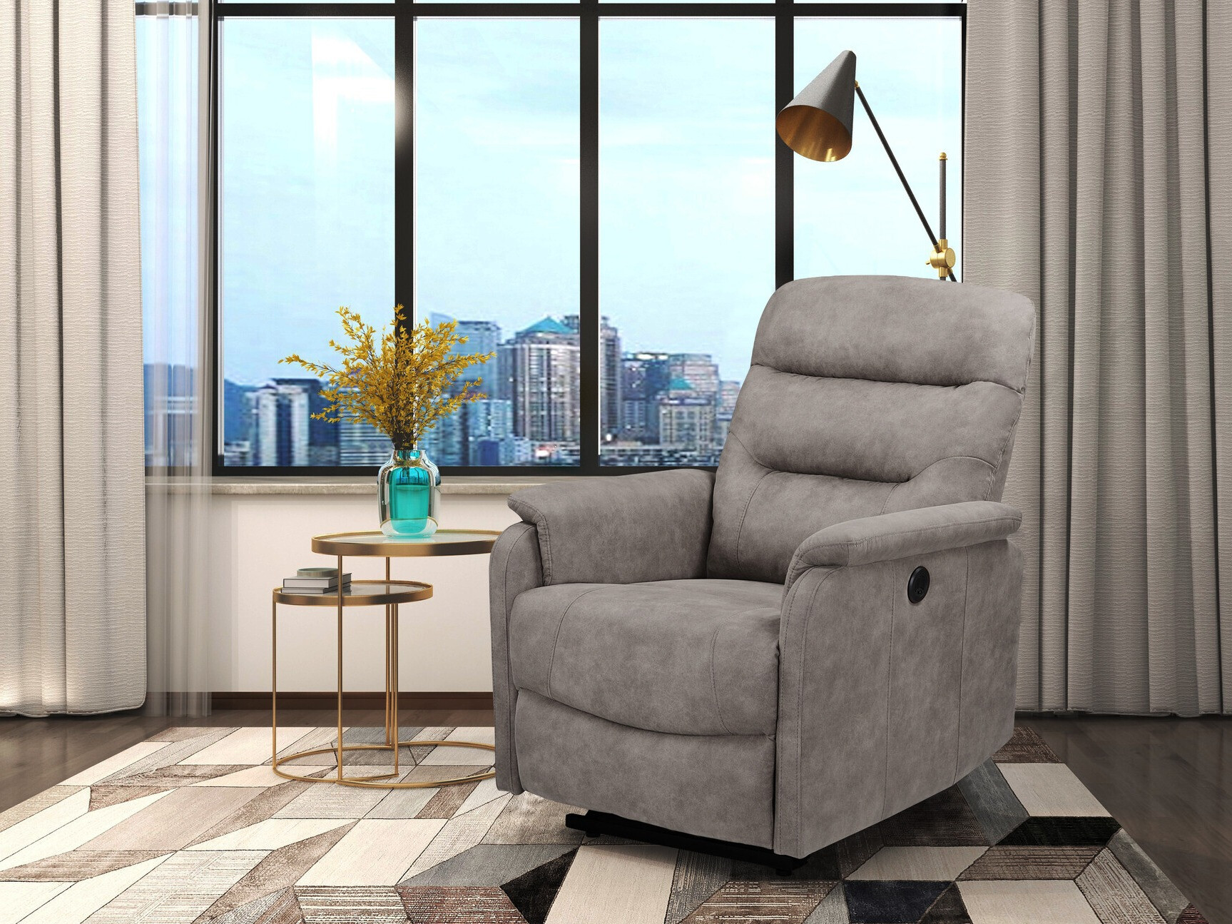 Реклайнер Denton 1347 (Сив)