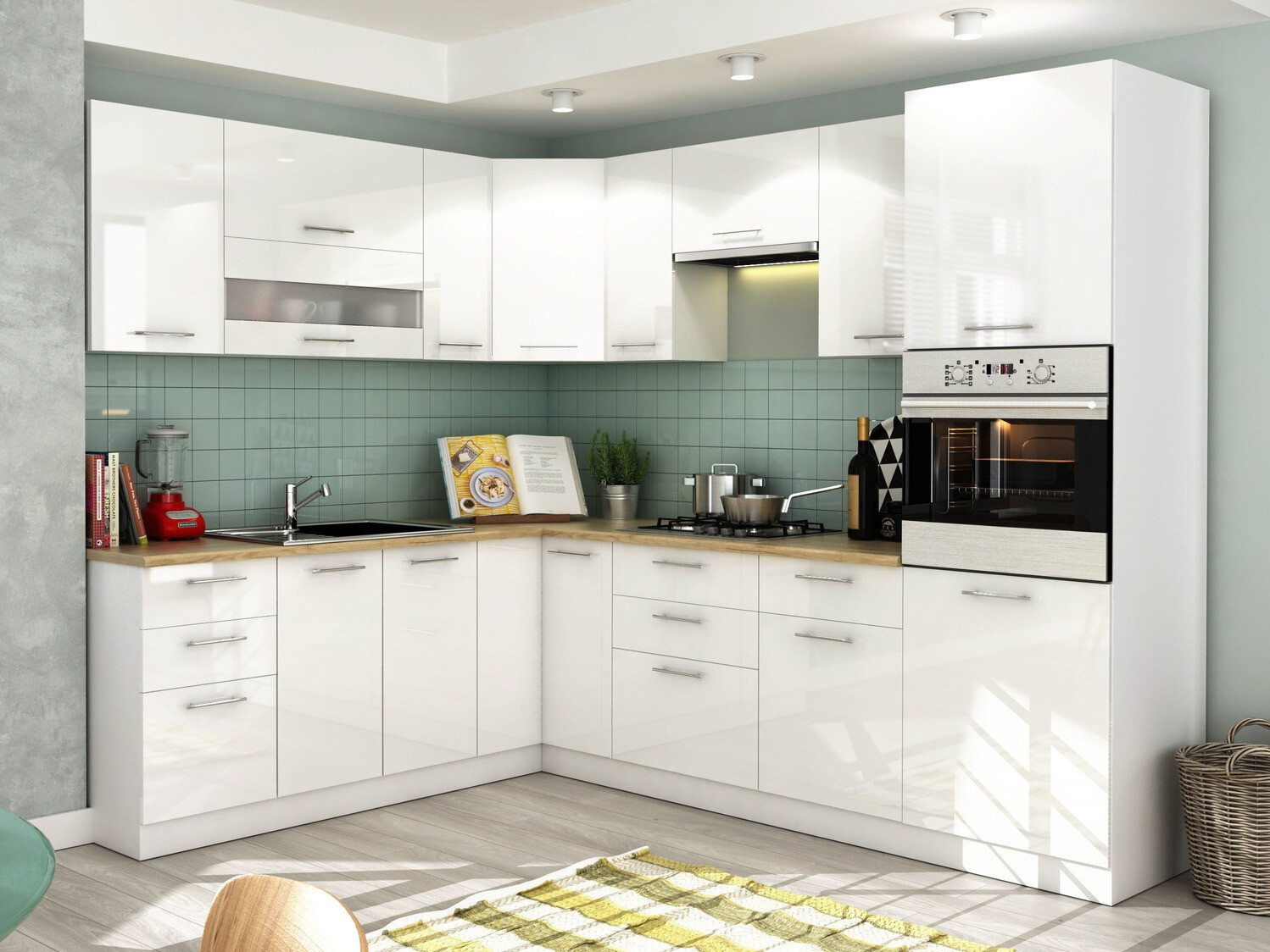 Модулен шкаф за мивка с врати Tiffa White 138