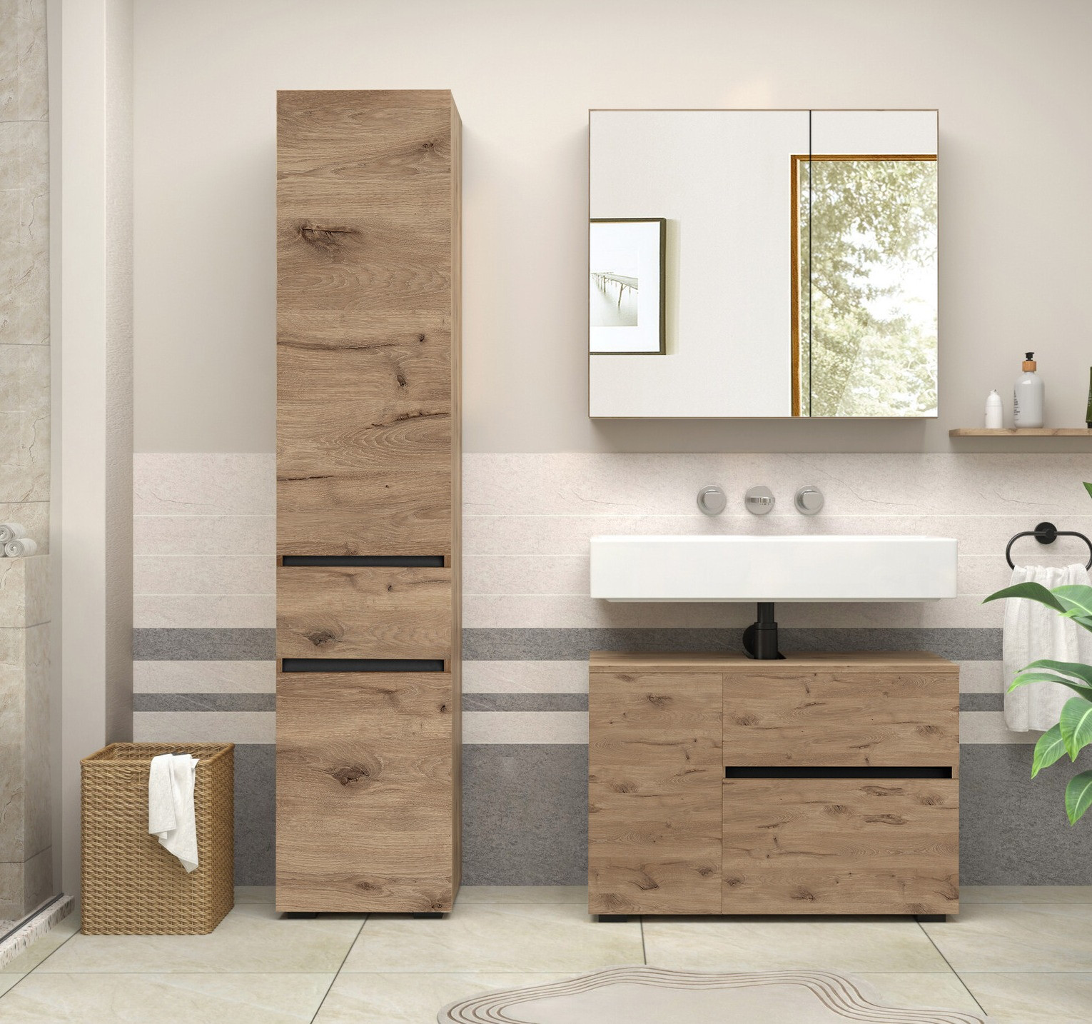 Окачен шкаф за мивка Soncamu 107 (Дъб)