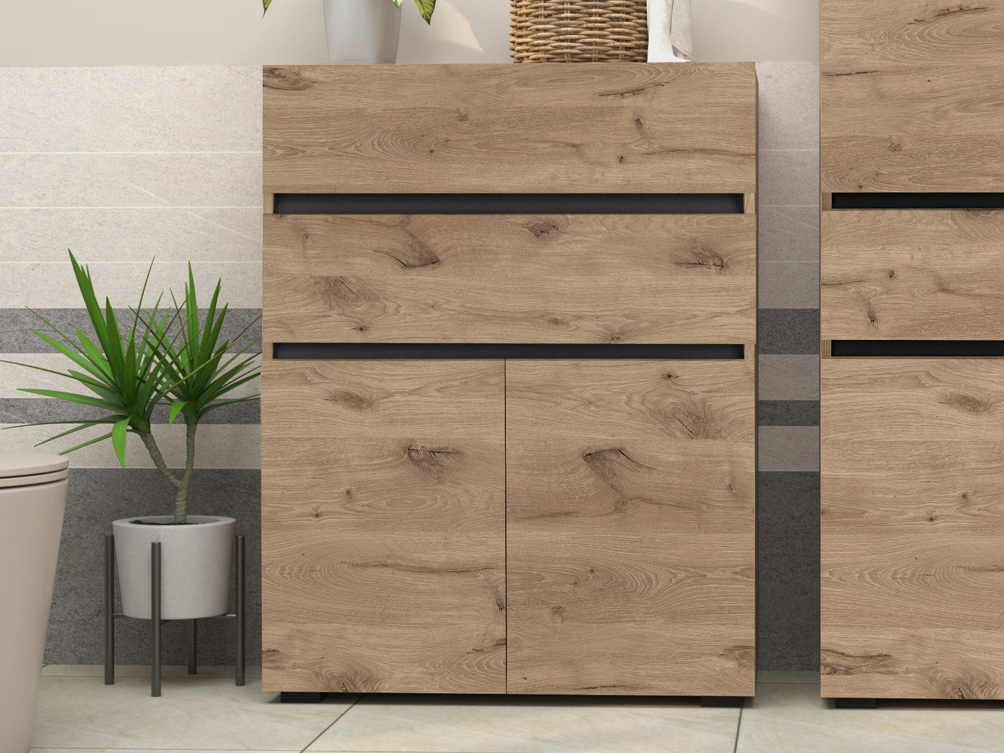 Стоящ шкаф за баня Soncamu 101 (Дъб)