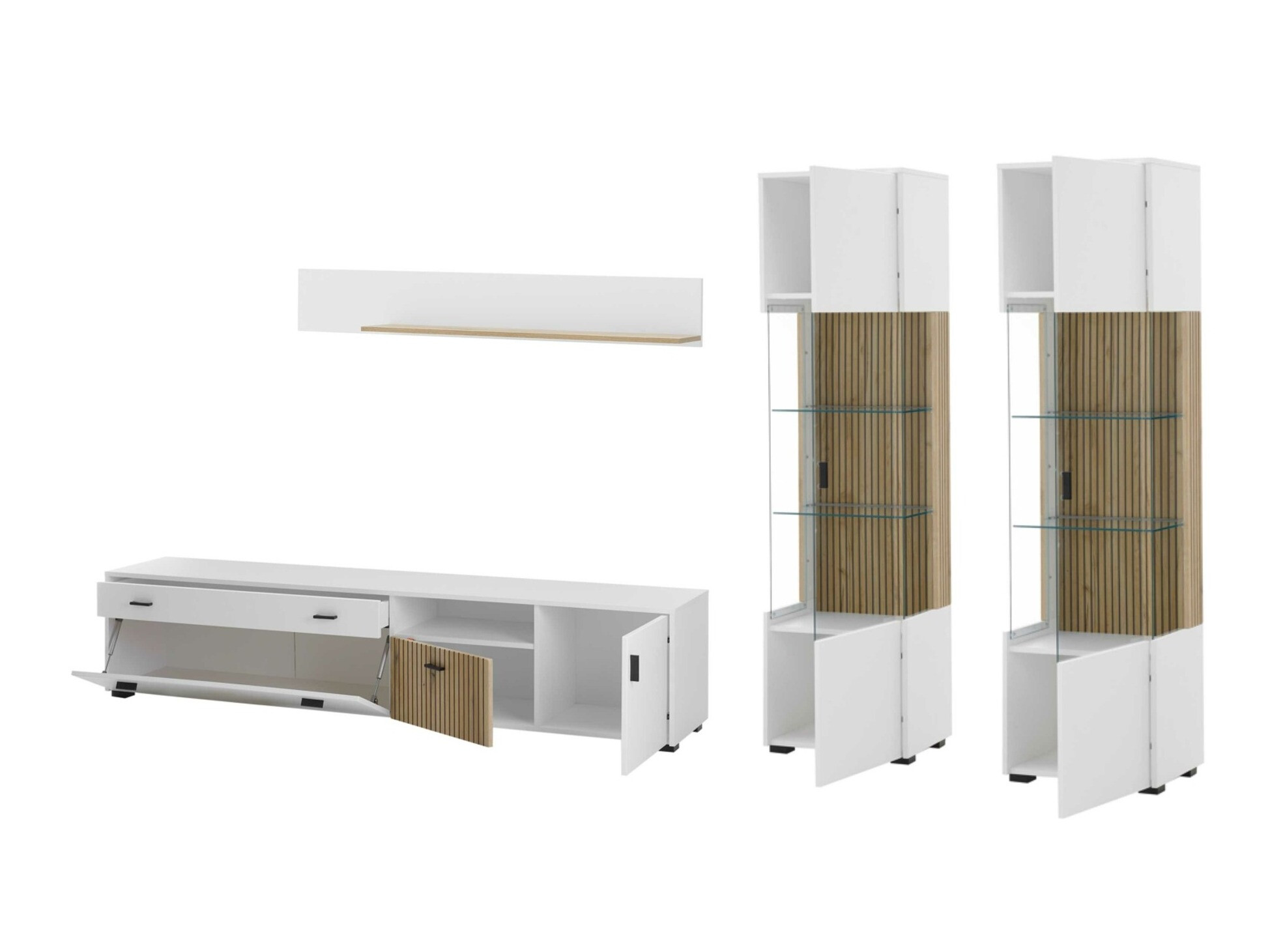 Комплект за хол Belmelu 117 (Бял + Дъб)