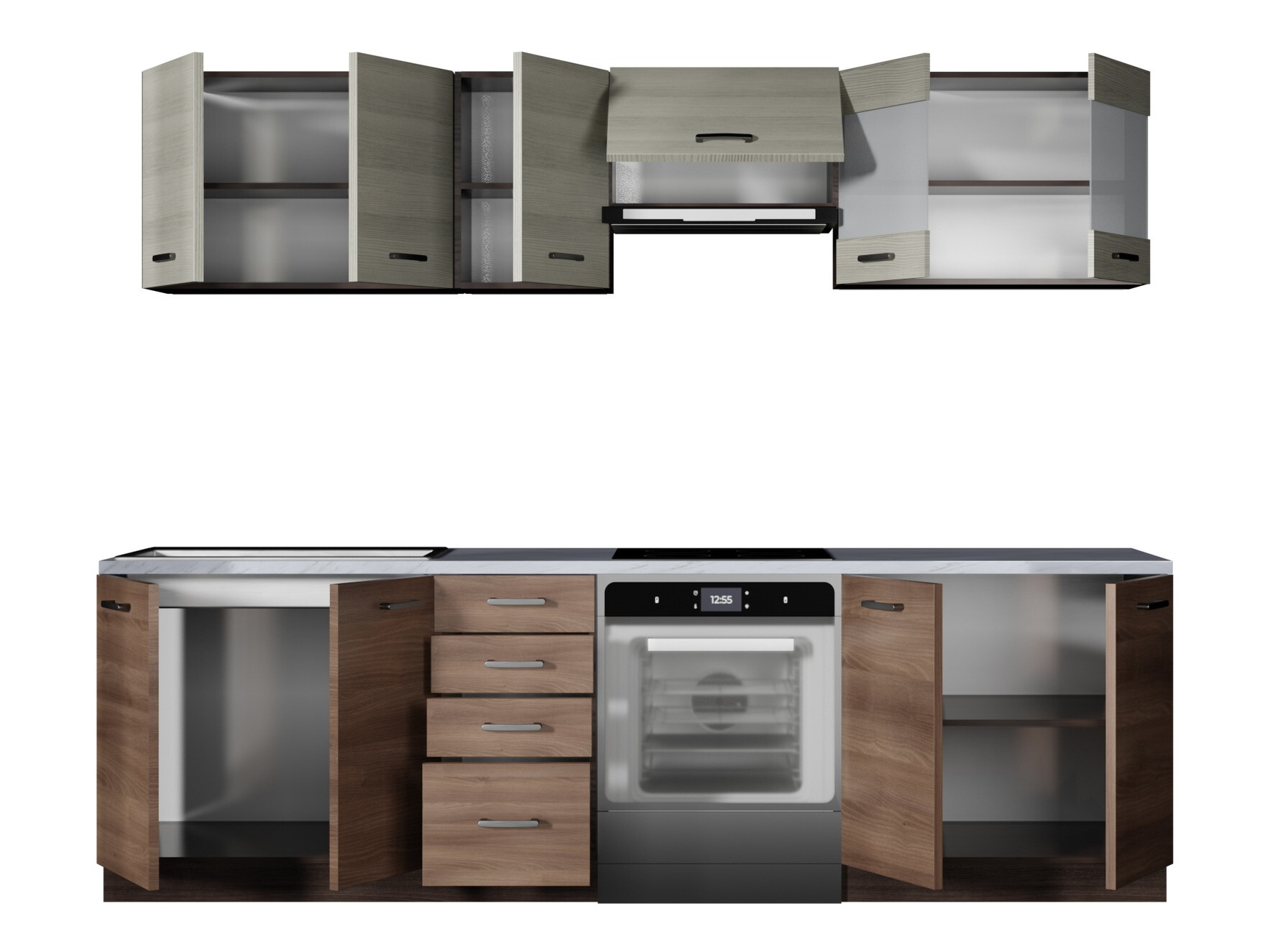 Комплект за кухня Houston 1138 (Тъмен дъб + Светъл дъб)