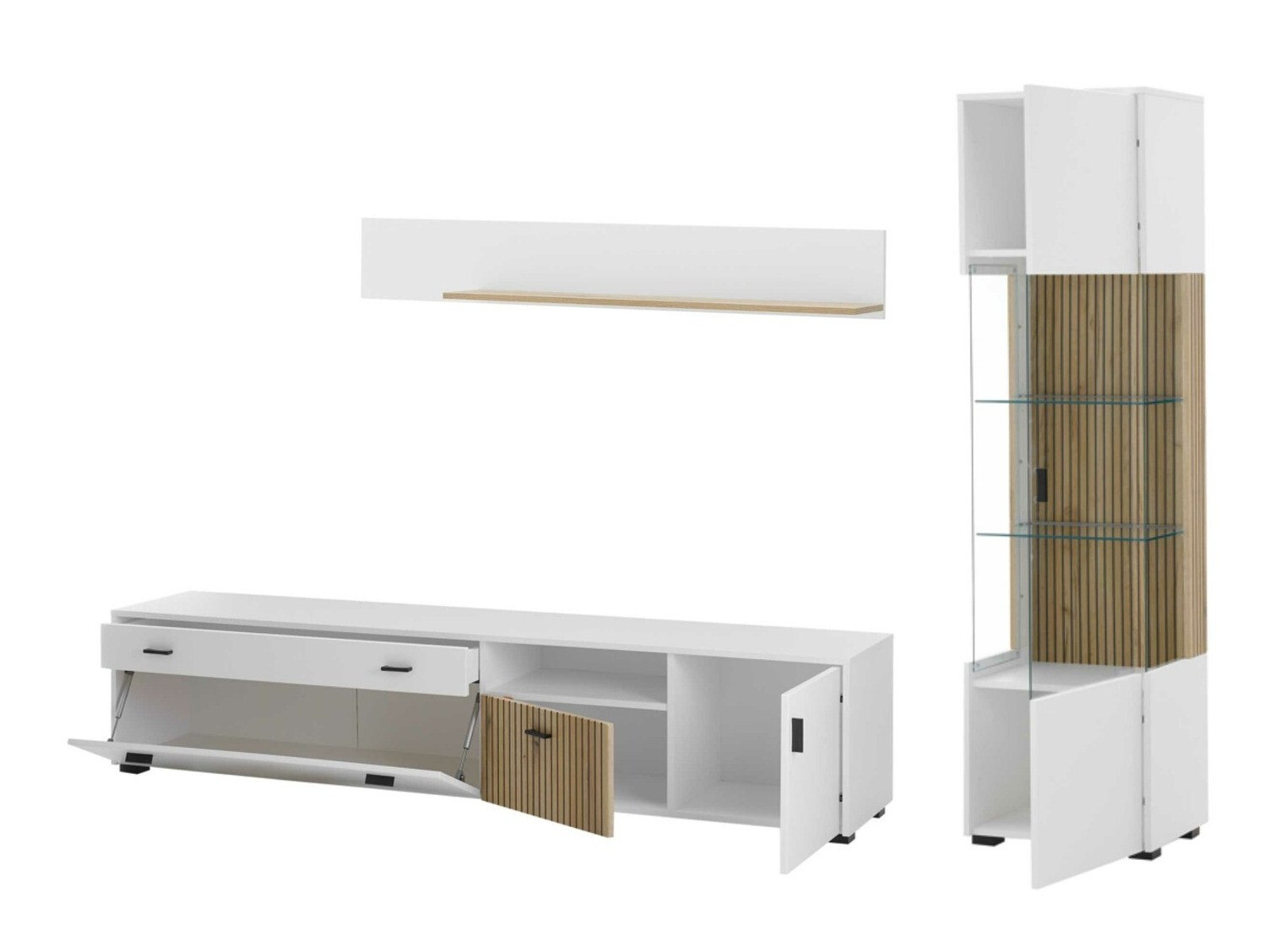 Комплект за хол Belmelu 121 (Бял + Дъб)