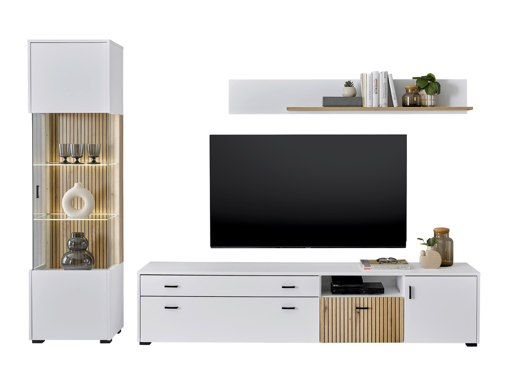 Комплект за хол Belmelu 121 (Бял + Дъб)